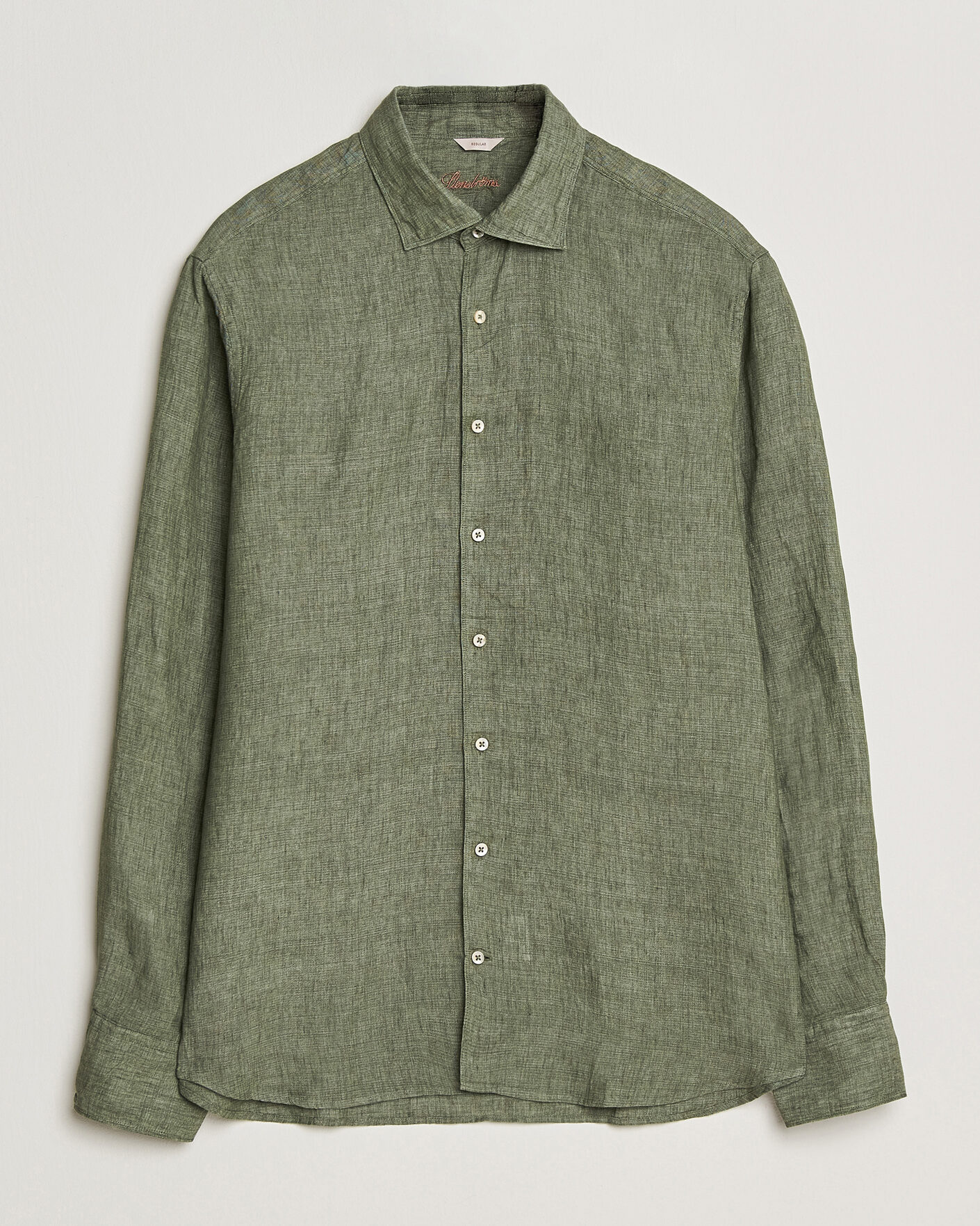 Homme | Chemises | Stenströms | Regular Fit Cut Away Linen Shirt Green
