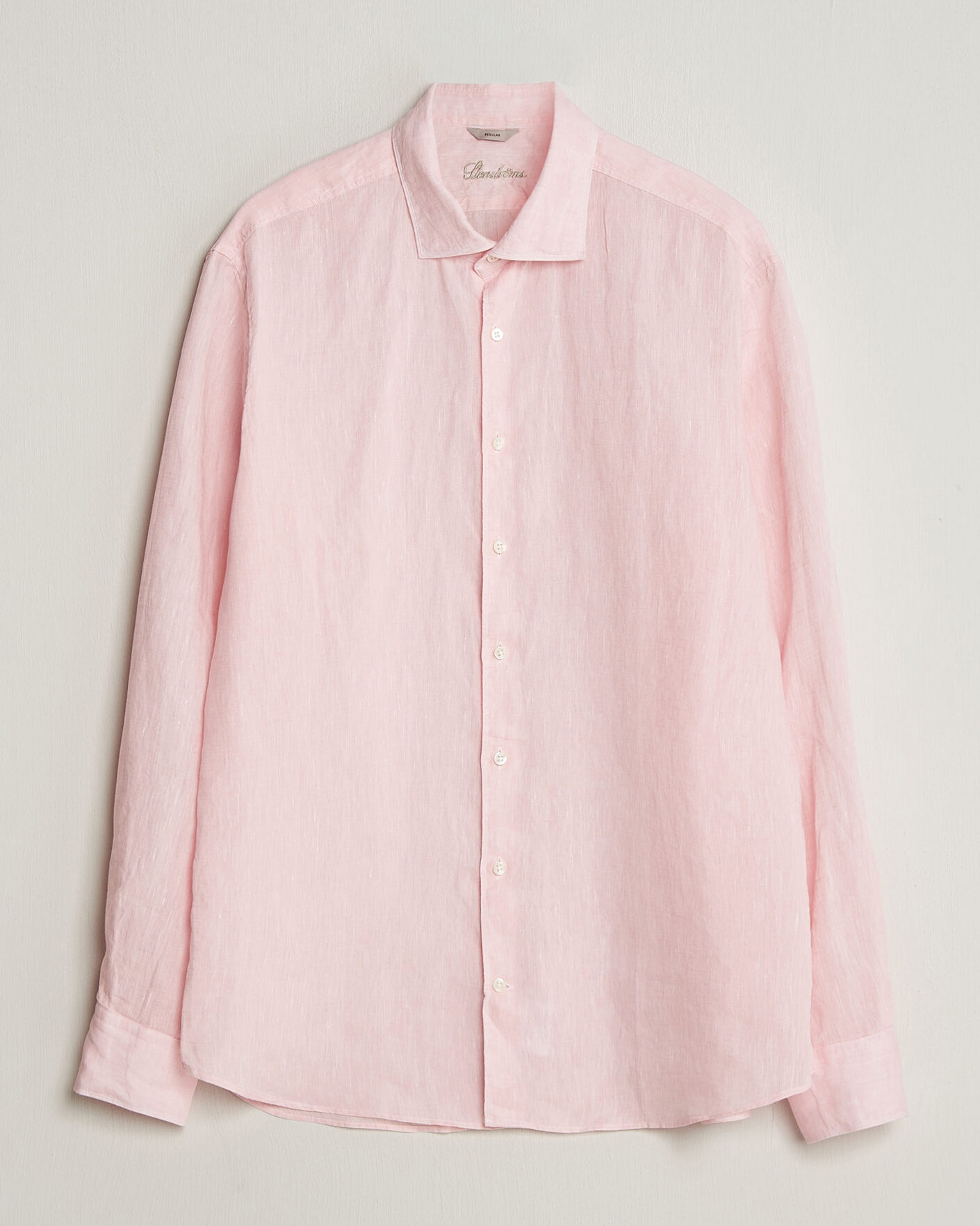 Homme | Chemises | Stenströms | Regular Fit Cut Away Linen Shirt Soft Pink