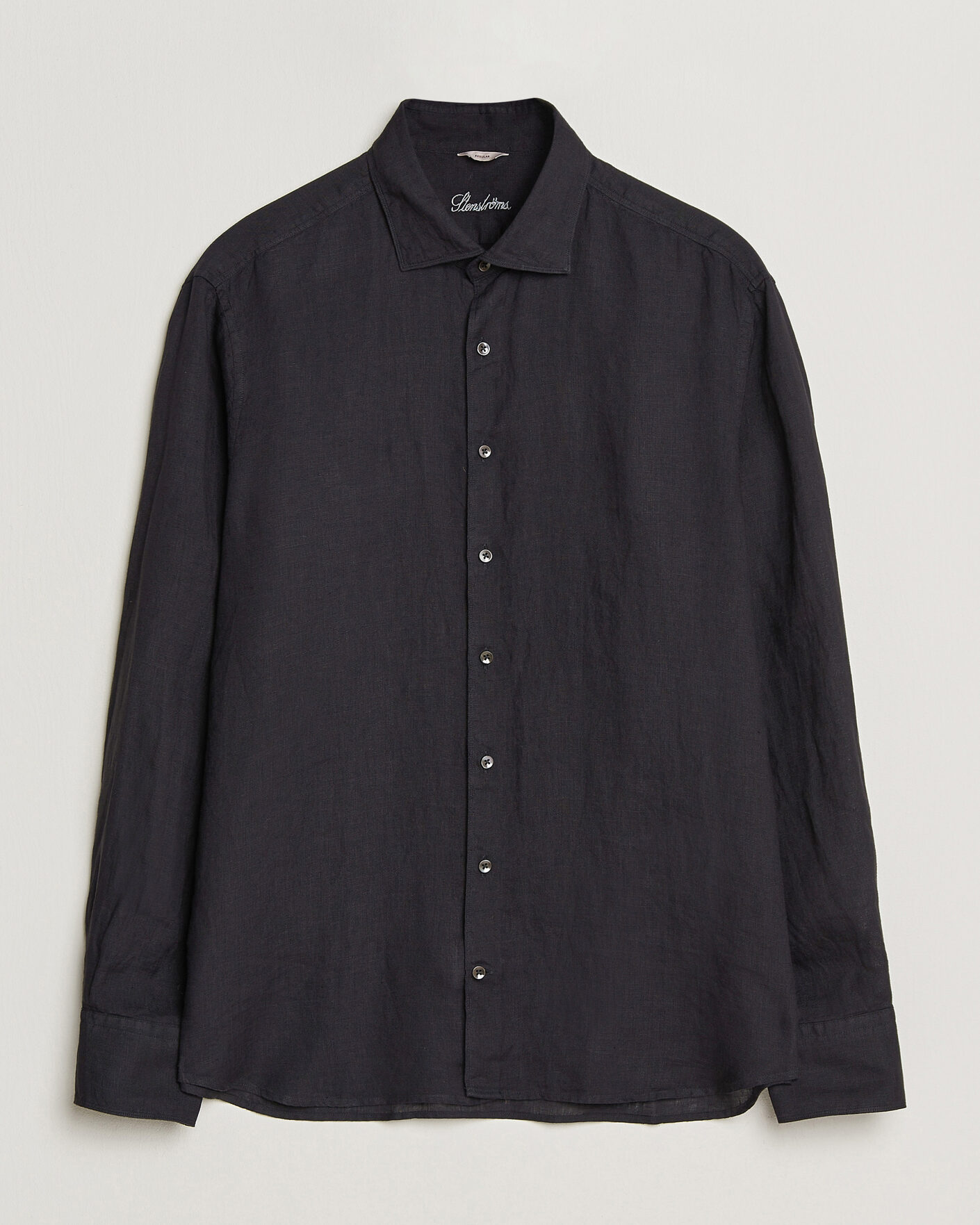Homme | Chemises | Stenströms | Regular Fit Cut Away Linen Shirt Black