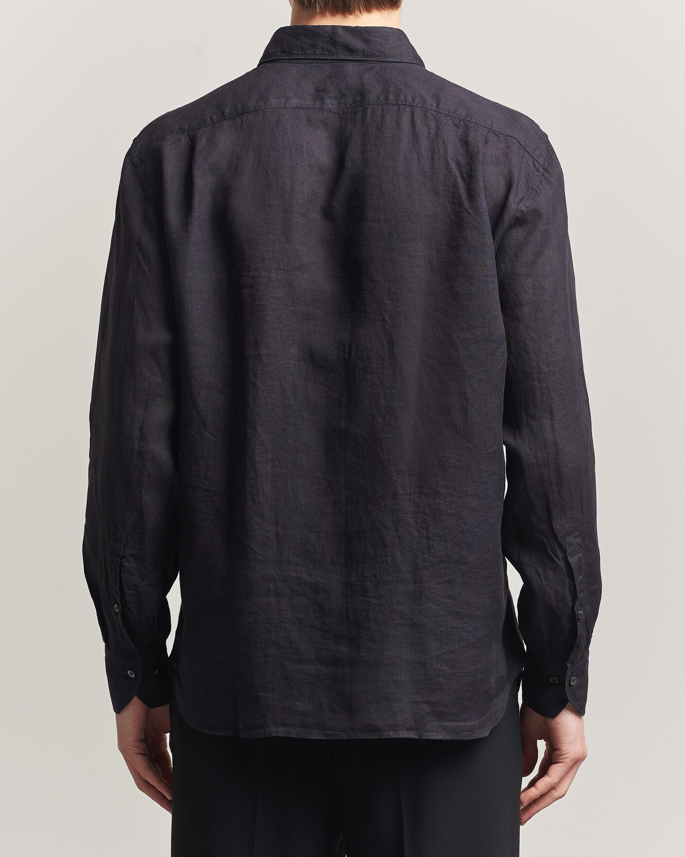 Homme | Chemises | Stenströms | Regular Fit Cut Away Linen Shirt Black