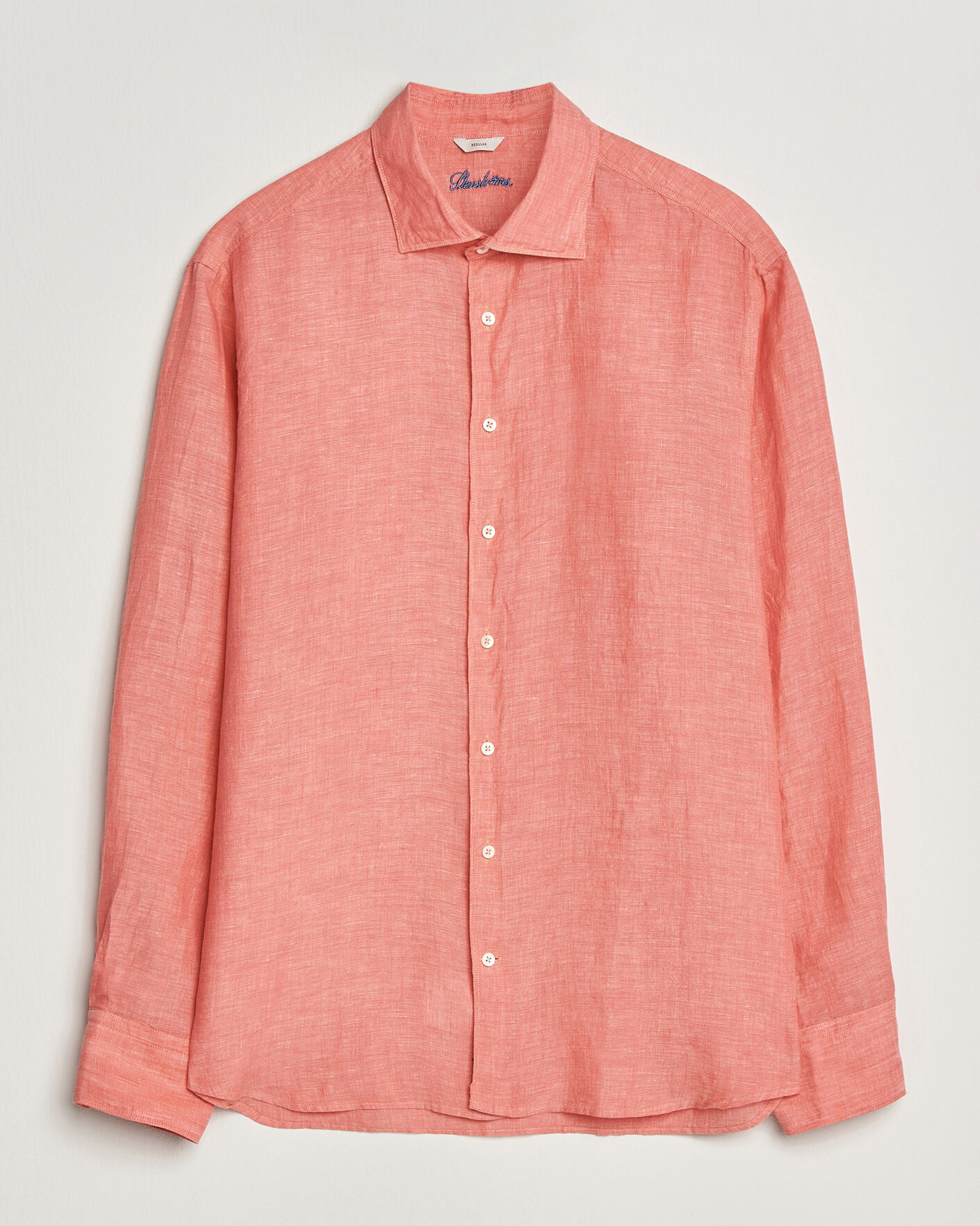 Homme | Chemises | Stenströms | Regular Fit Cut Away Linen Shirt Raspberry