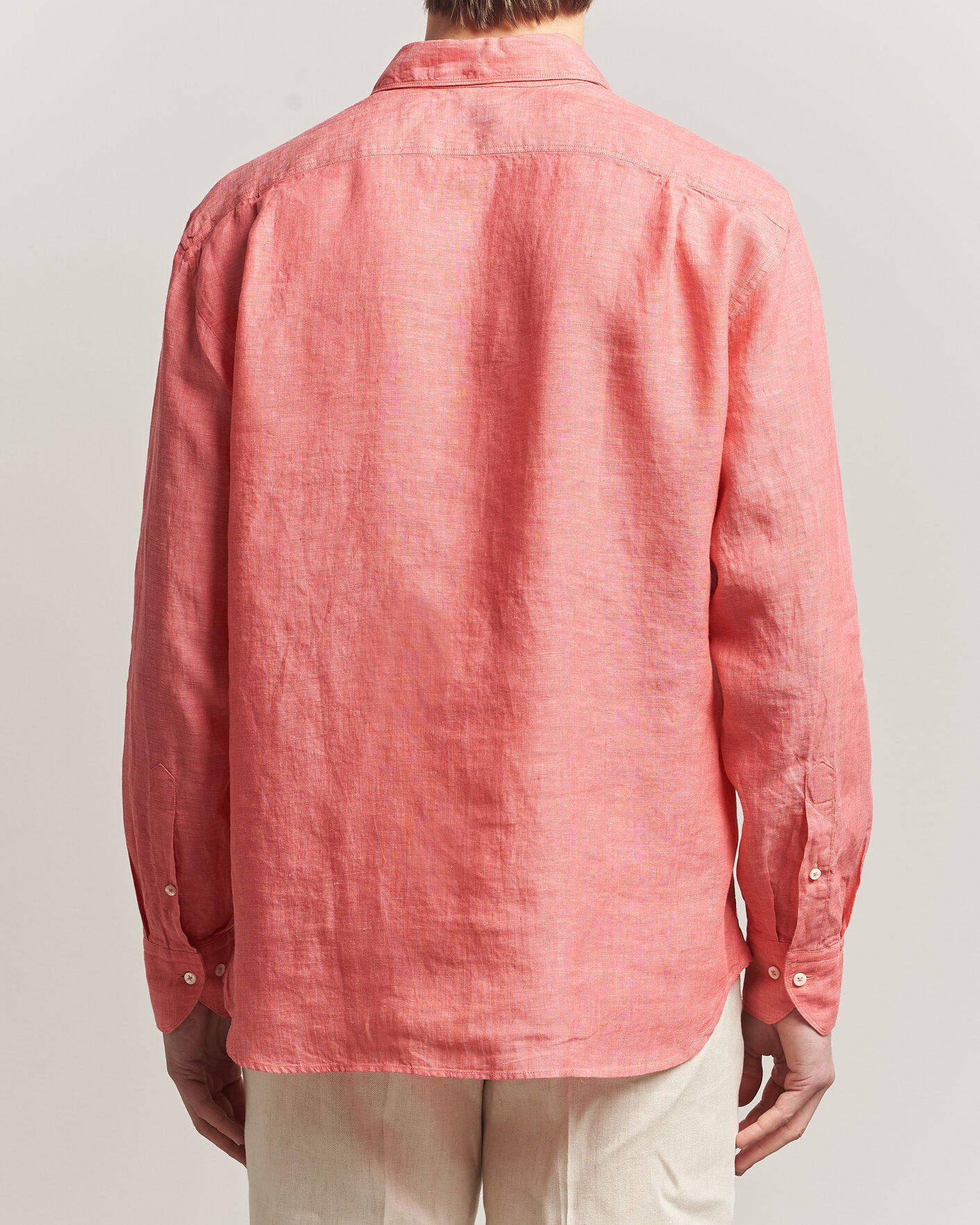 Homme | Chemises | Stenströms | Regular Fit Cut Away Linen Shirt Raspberry