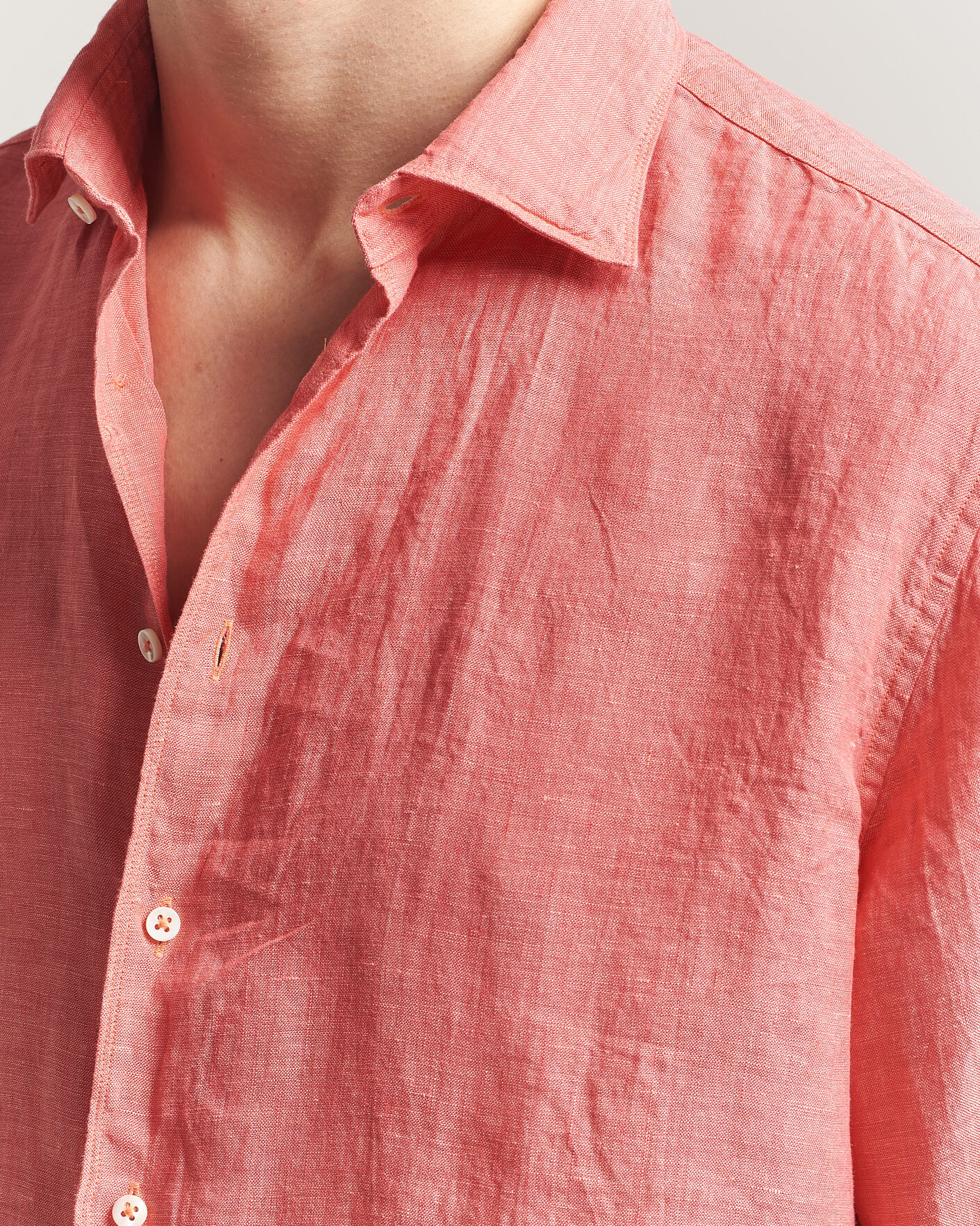 Homme | Chemises | Stenströms | Regular Fit Cut Away Linen Shirt Raspberry