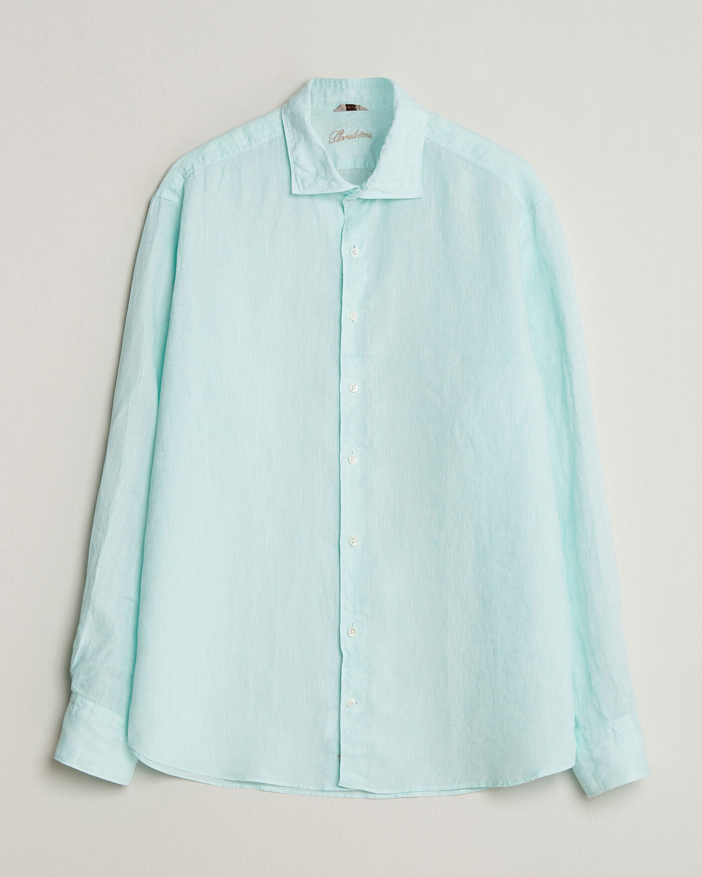 Homme | Chemises | Stenströms | Regular Fit Cut Away Linen Shirt Mint