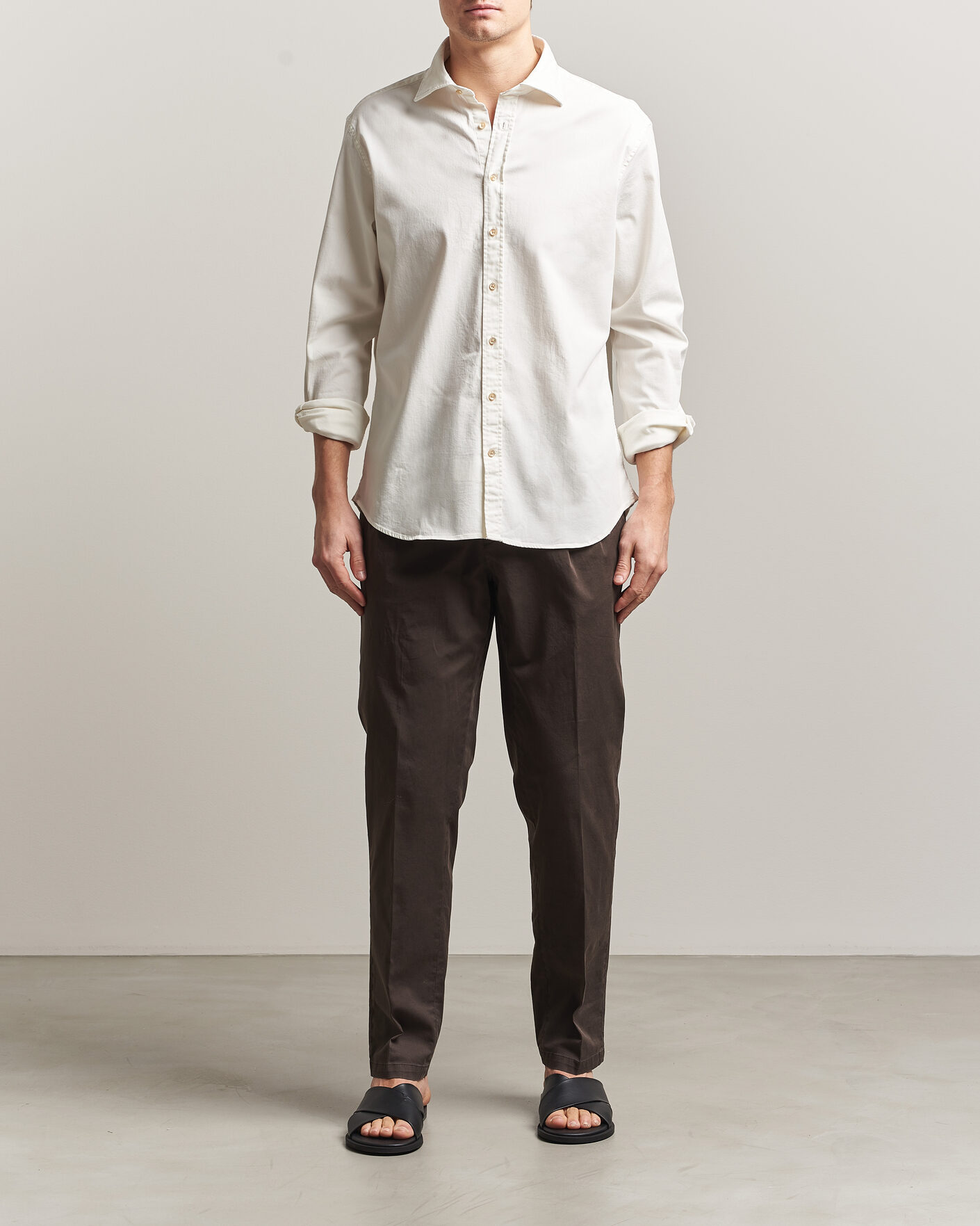 Homme | Chemises | Stenströms | Regular Fit Garment Washed Denim Shirt White