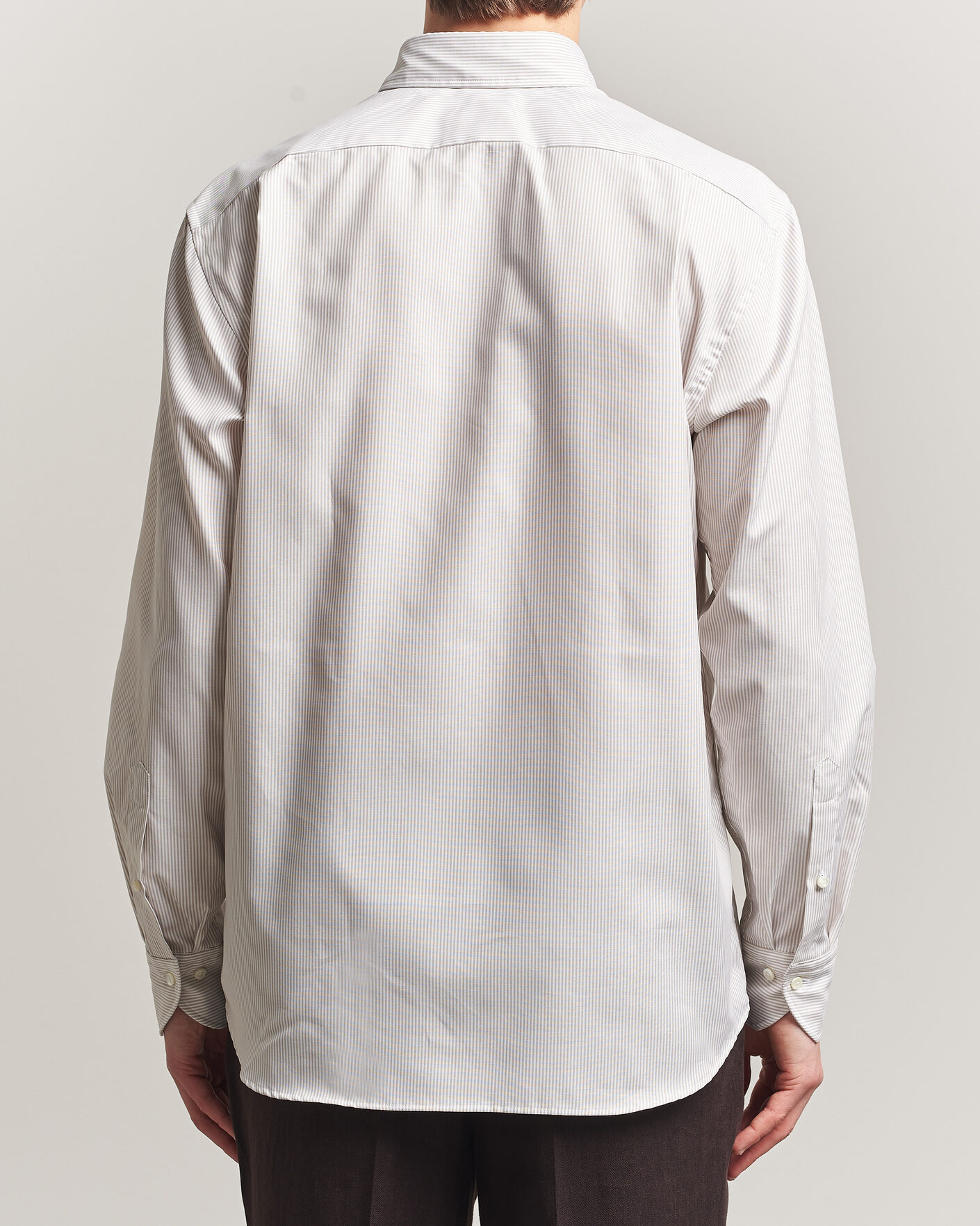 Homme | Chemises | Stenströms | Regular Fit Thin Striped Oxford Shirt Beige