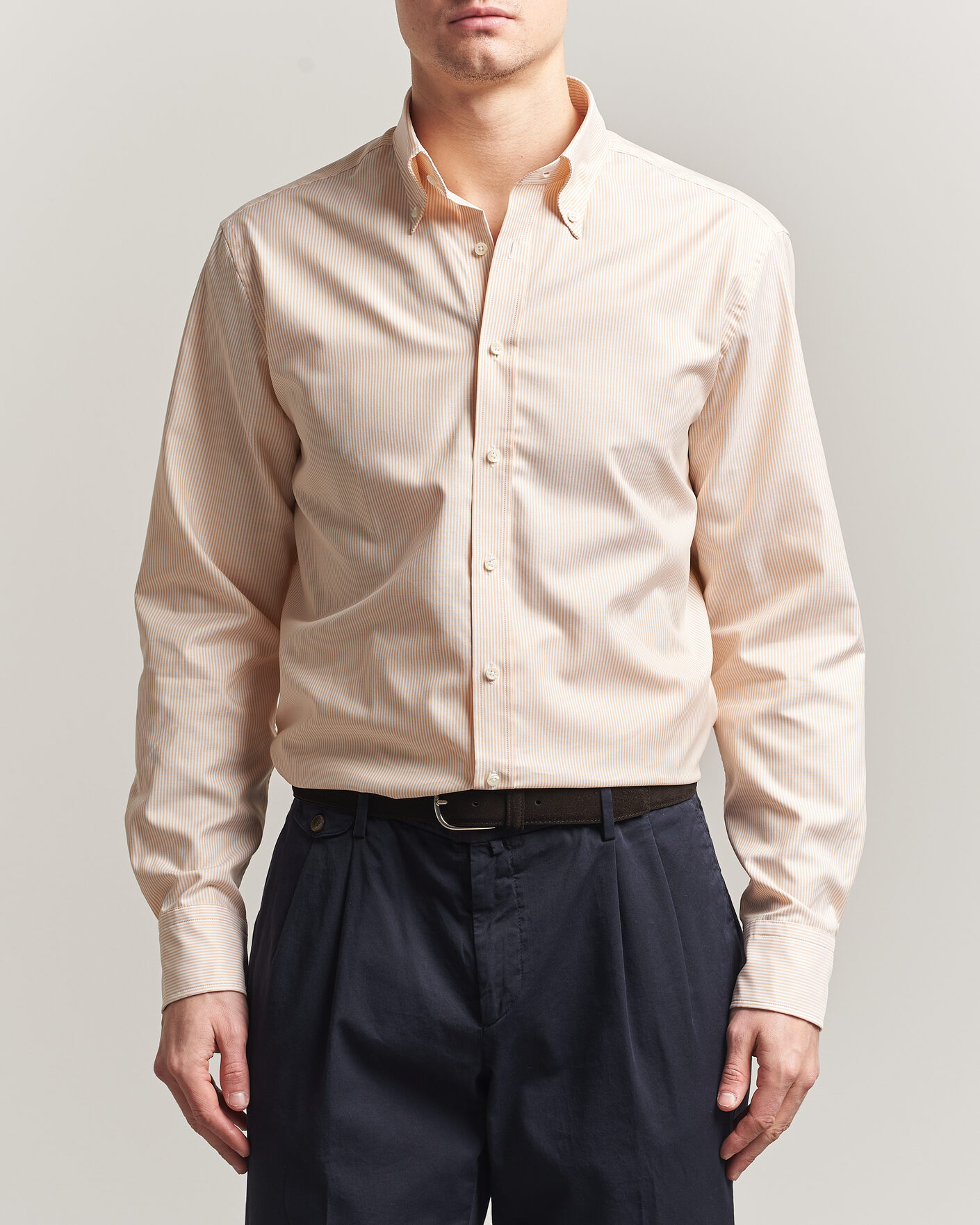 Homme | Chemises | Stenströms | Regular Fit Thin Striped Oxford Shirt Orange