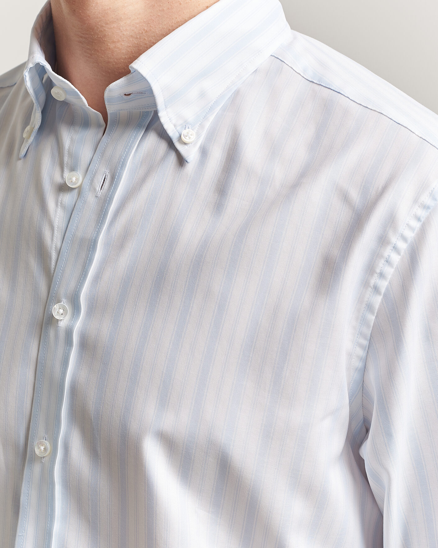 Homme | Chemises | Stenströms | Regular Fit Striped Oxford Shirt Light Blue