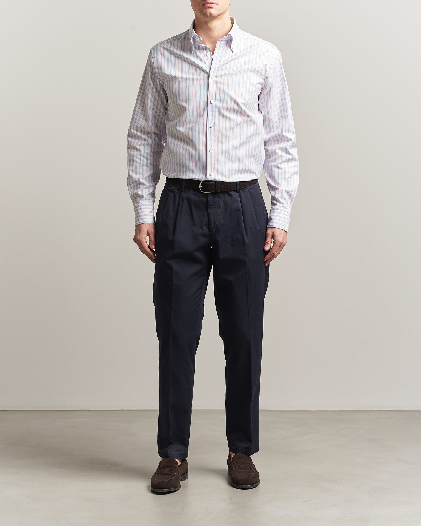 Homme | Chemises | Stenströms | Regular Fit Multi Striped Oxford Shirt Blue/Pink