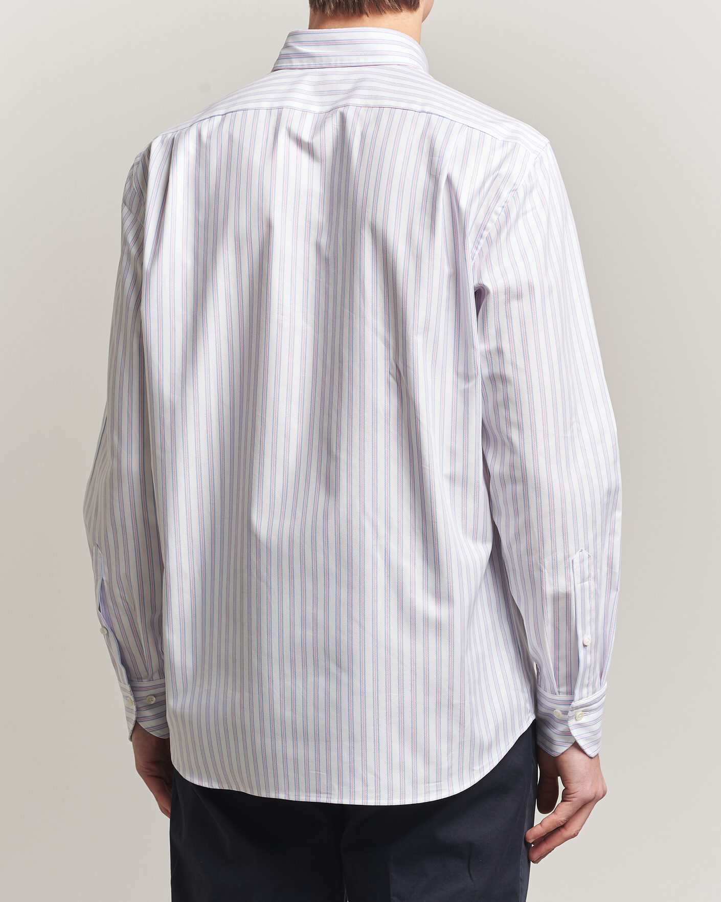 Homme | Chemises | Stenströms | Regular Fit Multi Striped Oxford Shirt Blue/Pink