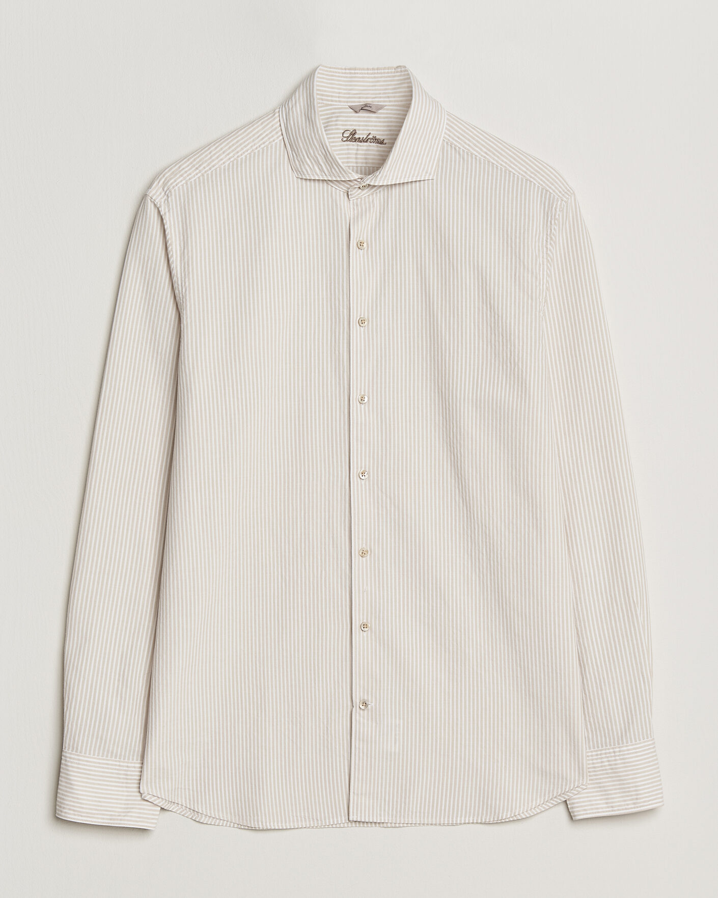 Homme | Chemises | Stenströms | Regular Fit Structured Stripe Shirt Beige