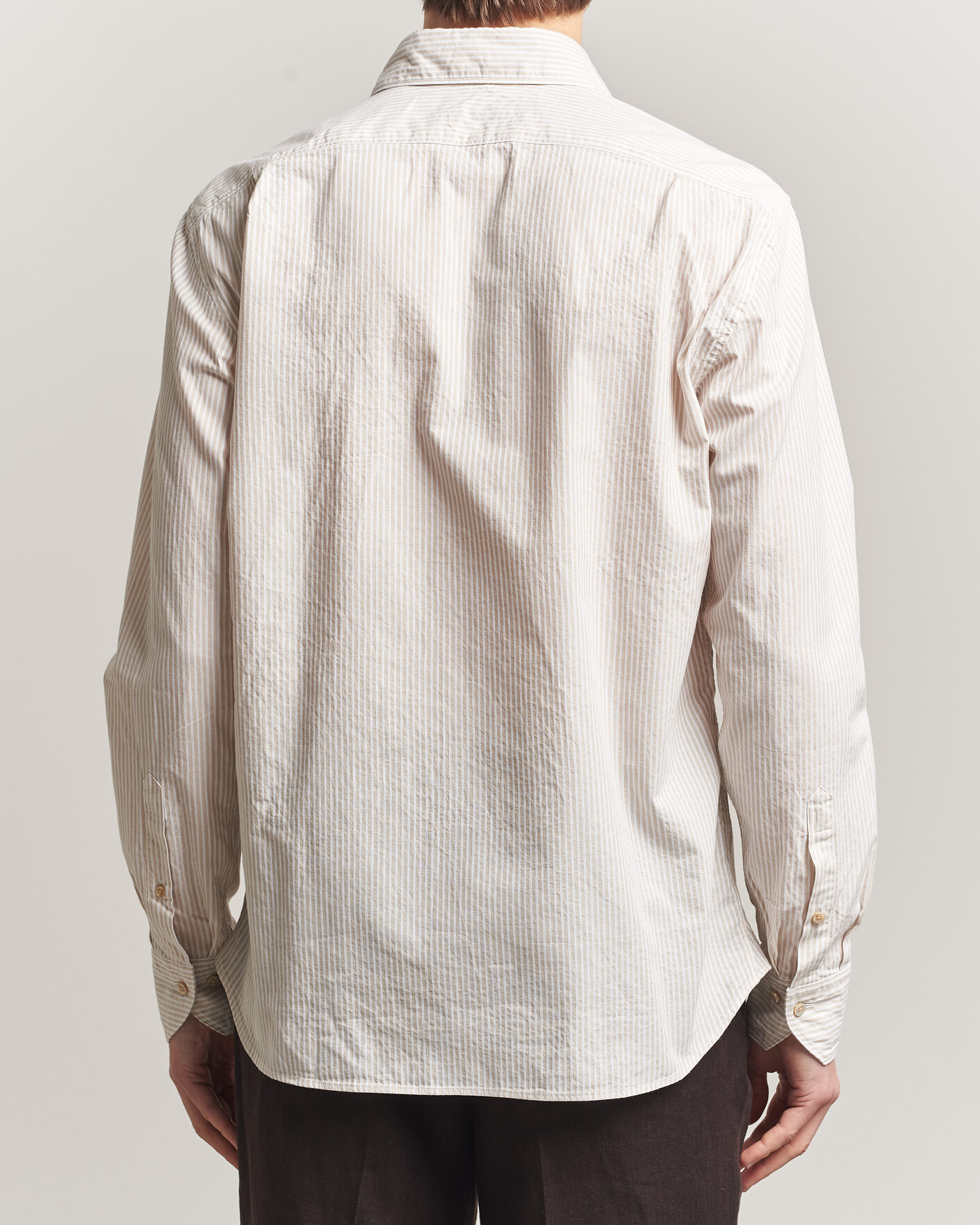 Homme | Chemises | Stenströms | Regular Fit Structured Stripe Shirt Beige