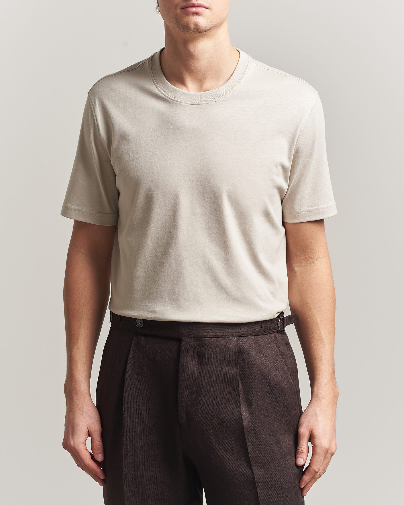 Homme | T-shirts | Eton | Supima Cotton Crew Neck T-Shirt Beige