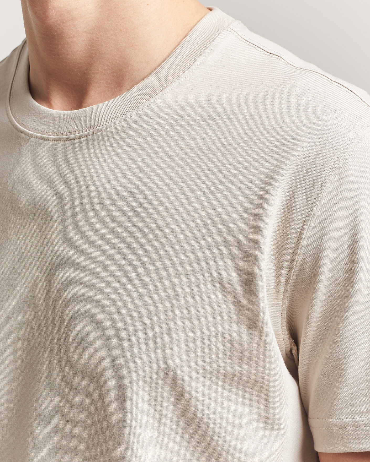 Homme | T-shirts | Eton | Supima Cotton Crew Neck T-Shirt Beige