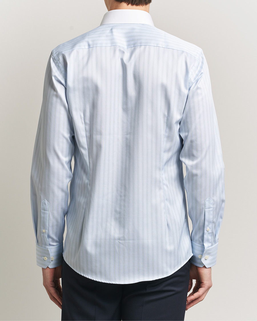 Homme | Chemises | Eton | Slim Fit Signature Twill Striped Shirt Light Blue