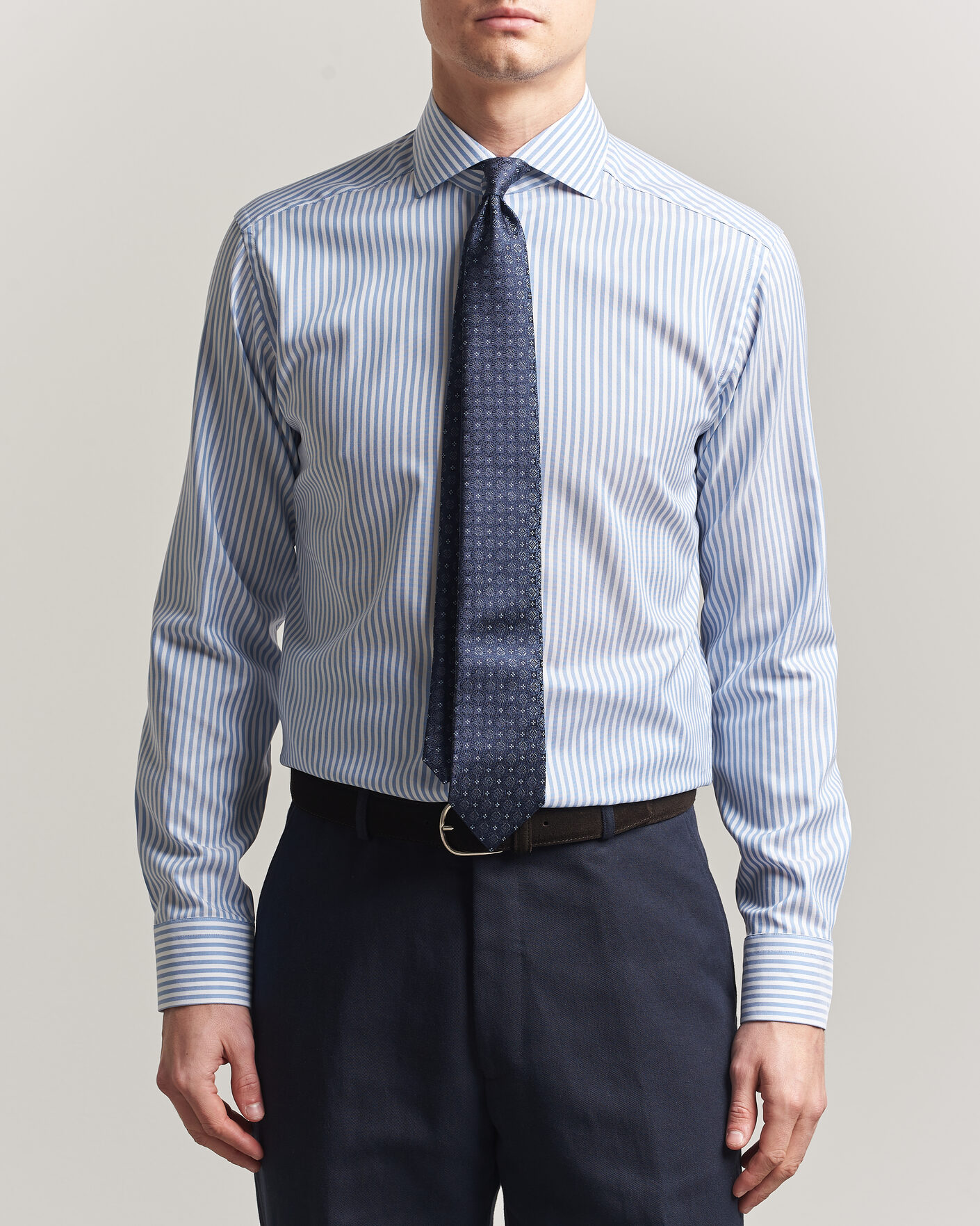Homme | Chemises | Eton | Slim Fit Signature Oxford Striped Shirt Light Blue