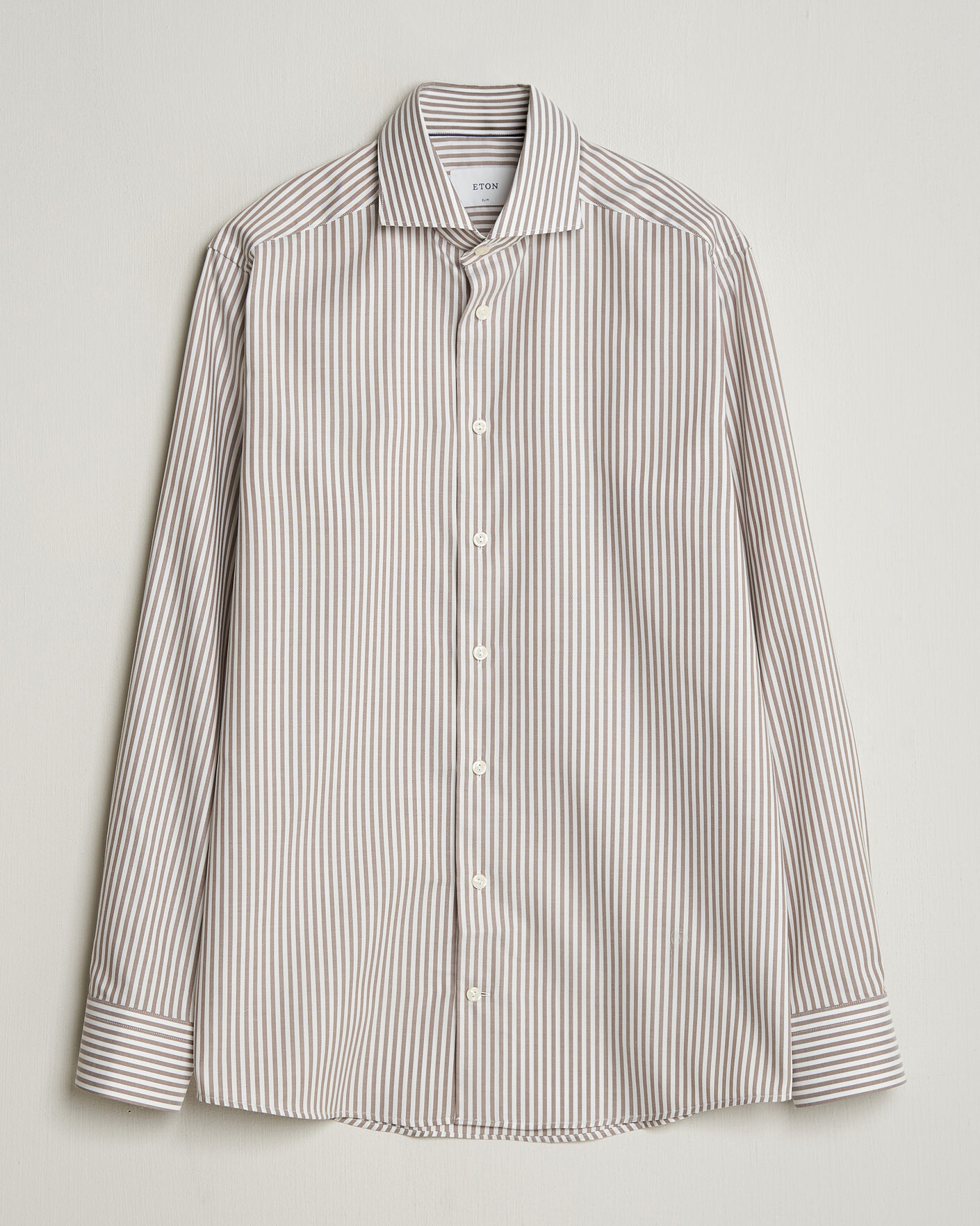 Homme | Chemises | Eton | Slim Fit Signature Oxford Striped Shirt Beige