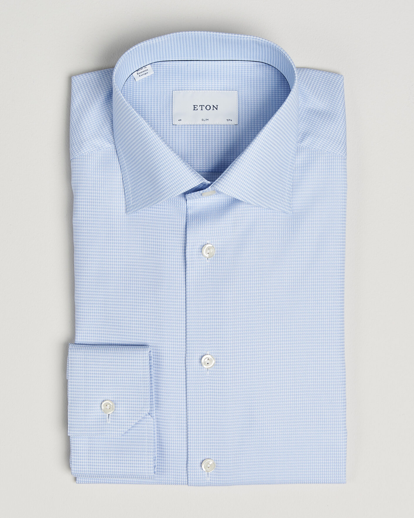 Homme | Chemises | Eton | Slim Fit Signature Twill Houndstooth Shirt Light Blue