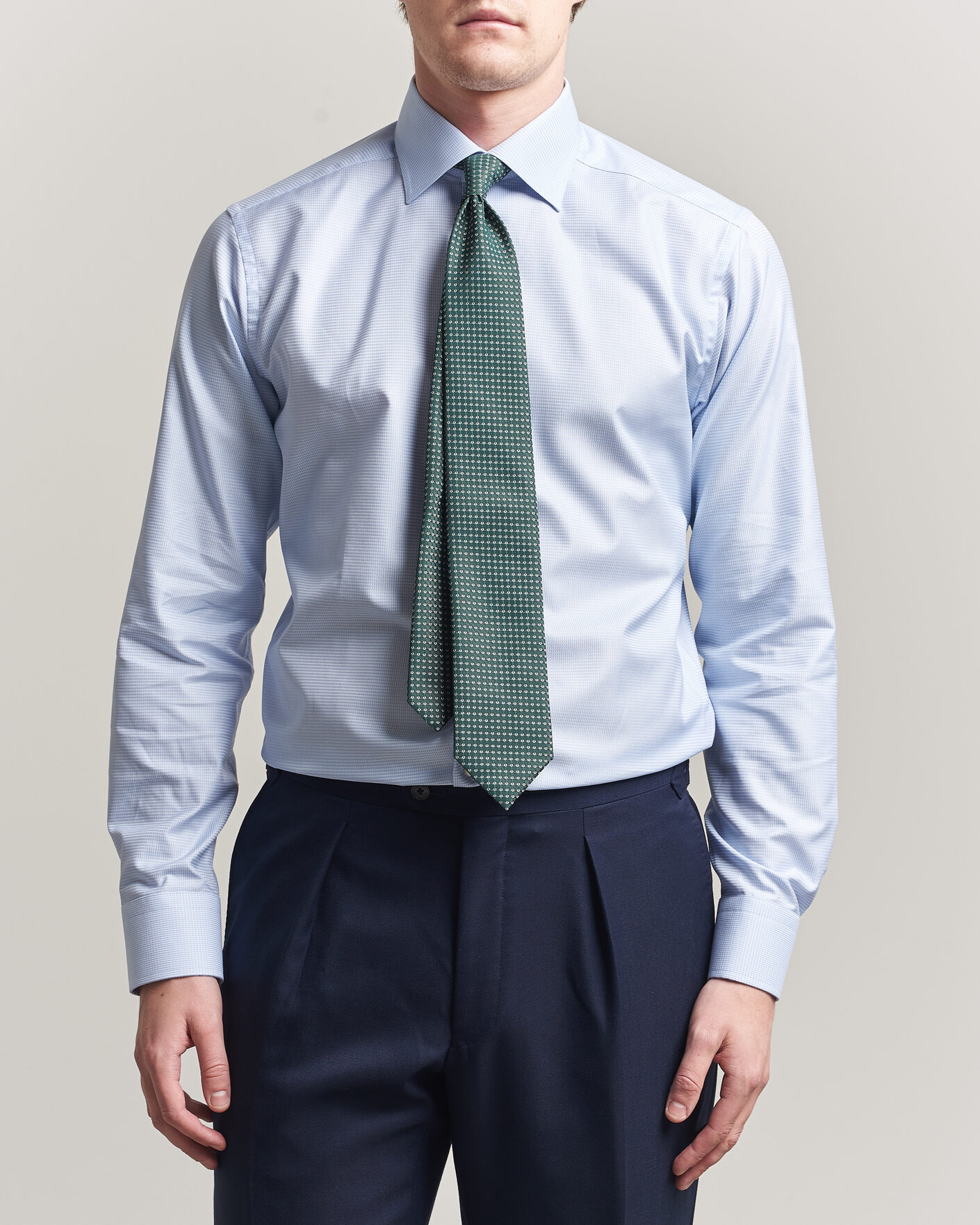 Homme | Chemises | Eton | Slim Fit Signature Twill Houndstooth Shirt Light Blue