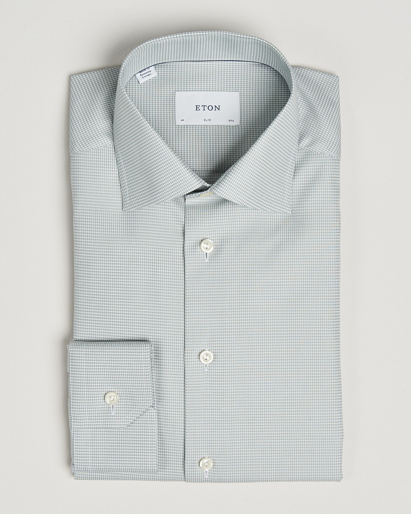 Homme | Chemises | Eton | Slim Fit Signature Twill Houndstooth Shirt Light Green