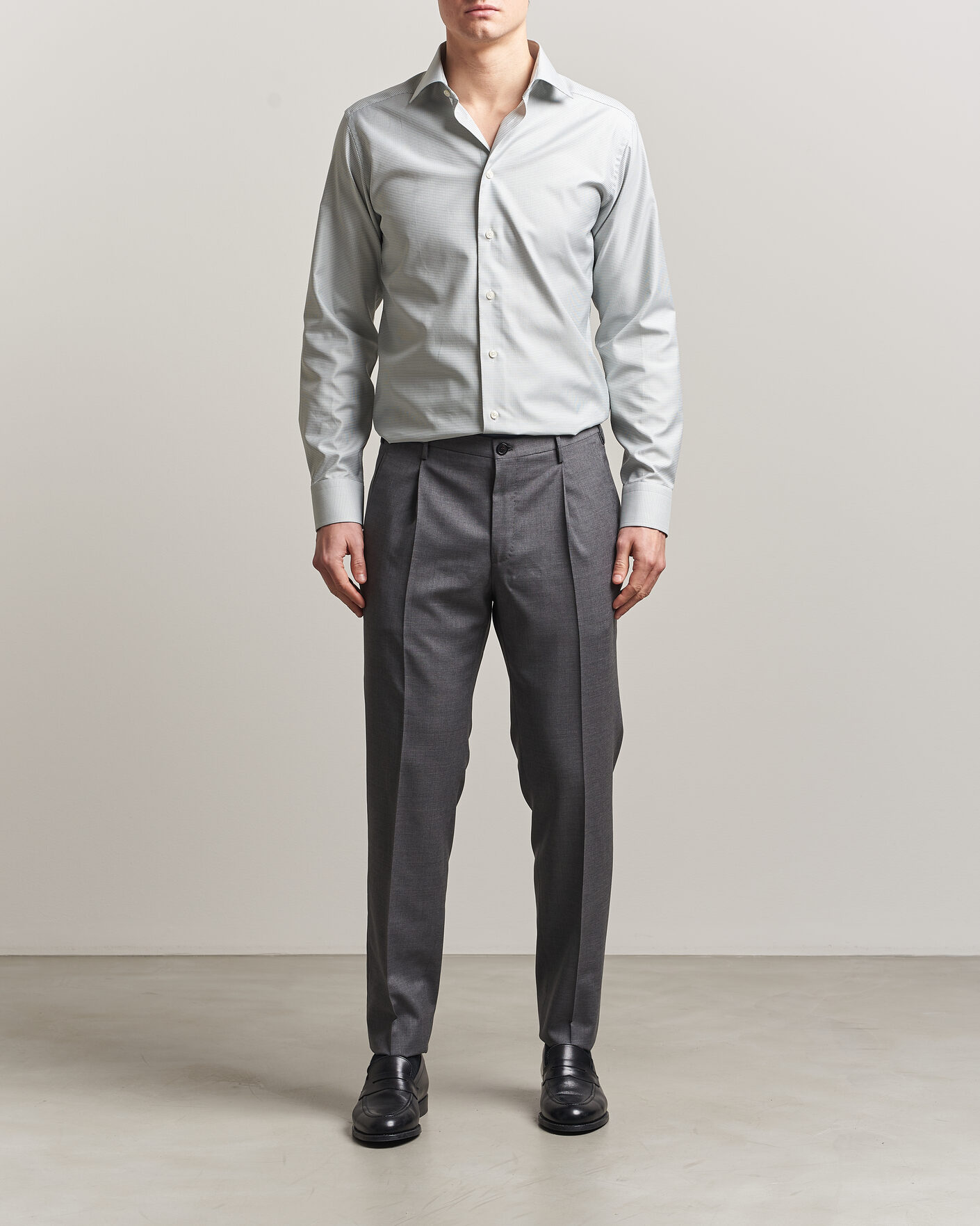 Homme | Chemises | Eton | Slim Fit Signature Twill Houndstooth Shirt Light Green