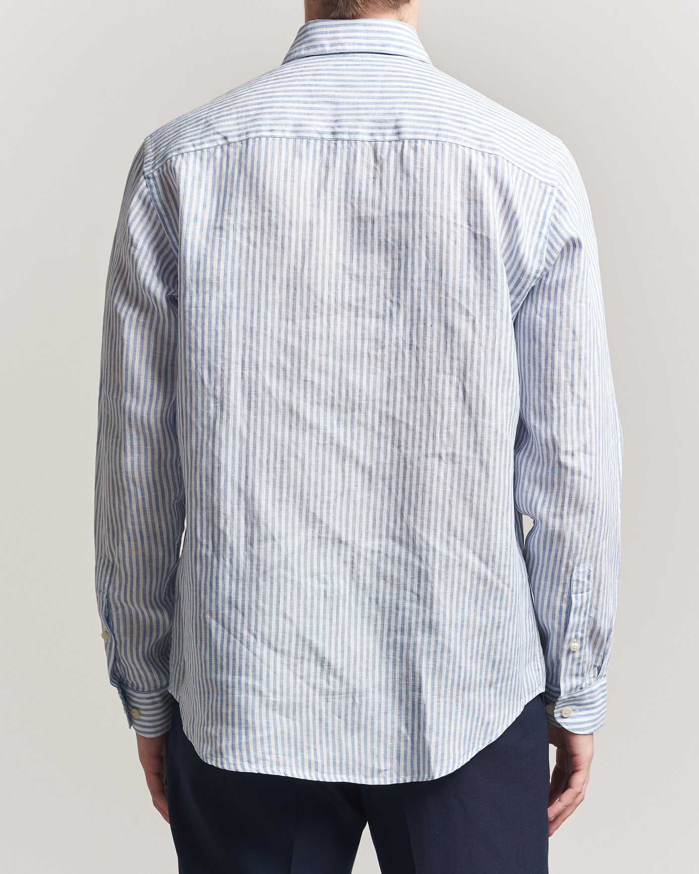 Homme | Chemises | Eton | Casual Fit Striped Linen Shirt Light Blue