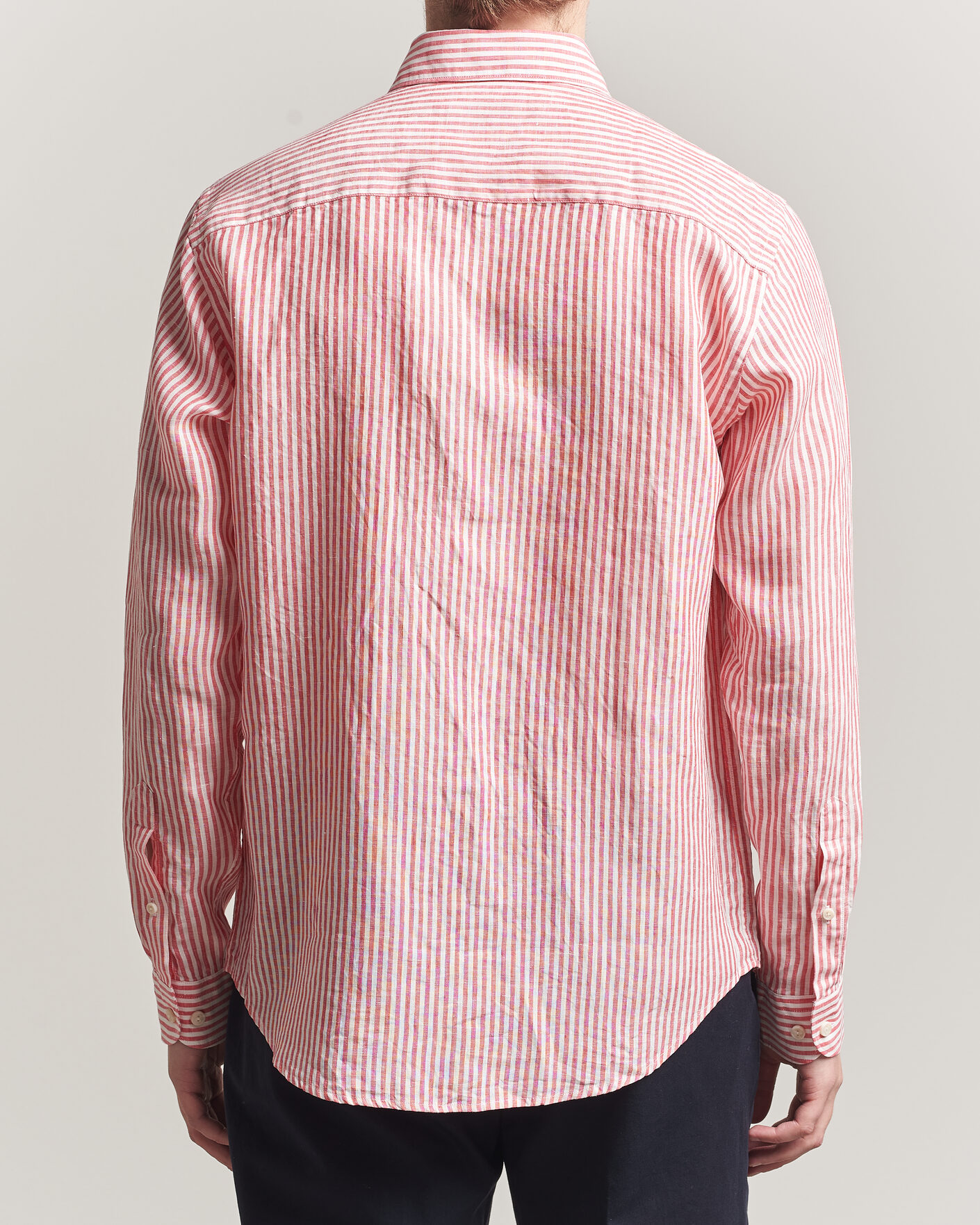 Homme | Chemises | Eton | Casual Fit Striped Linen Shirt Red