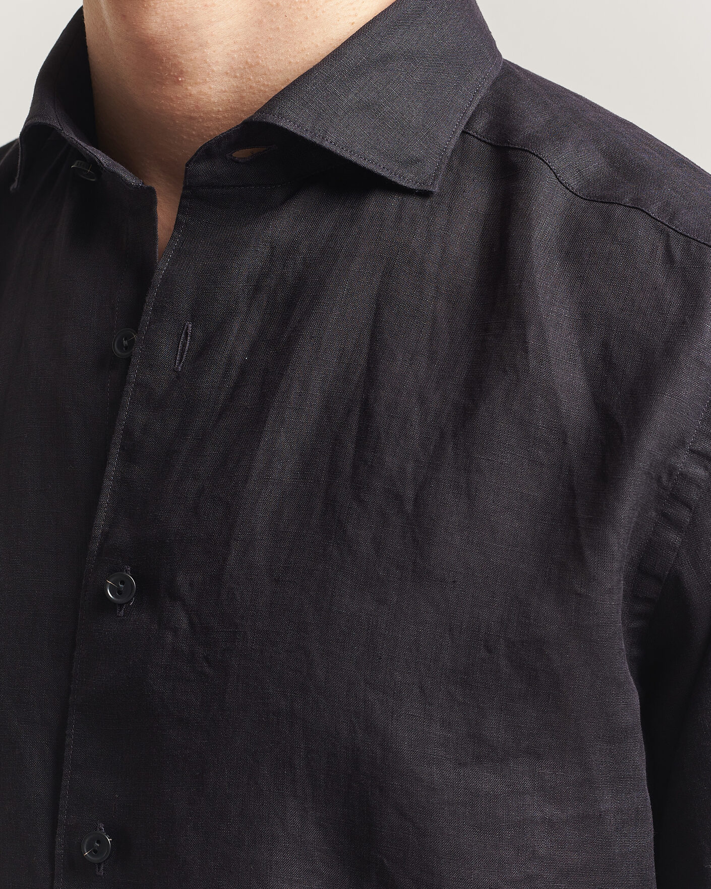 Homme | Chemises | Eton | Casual Fit Linen Shirt Black