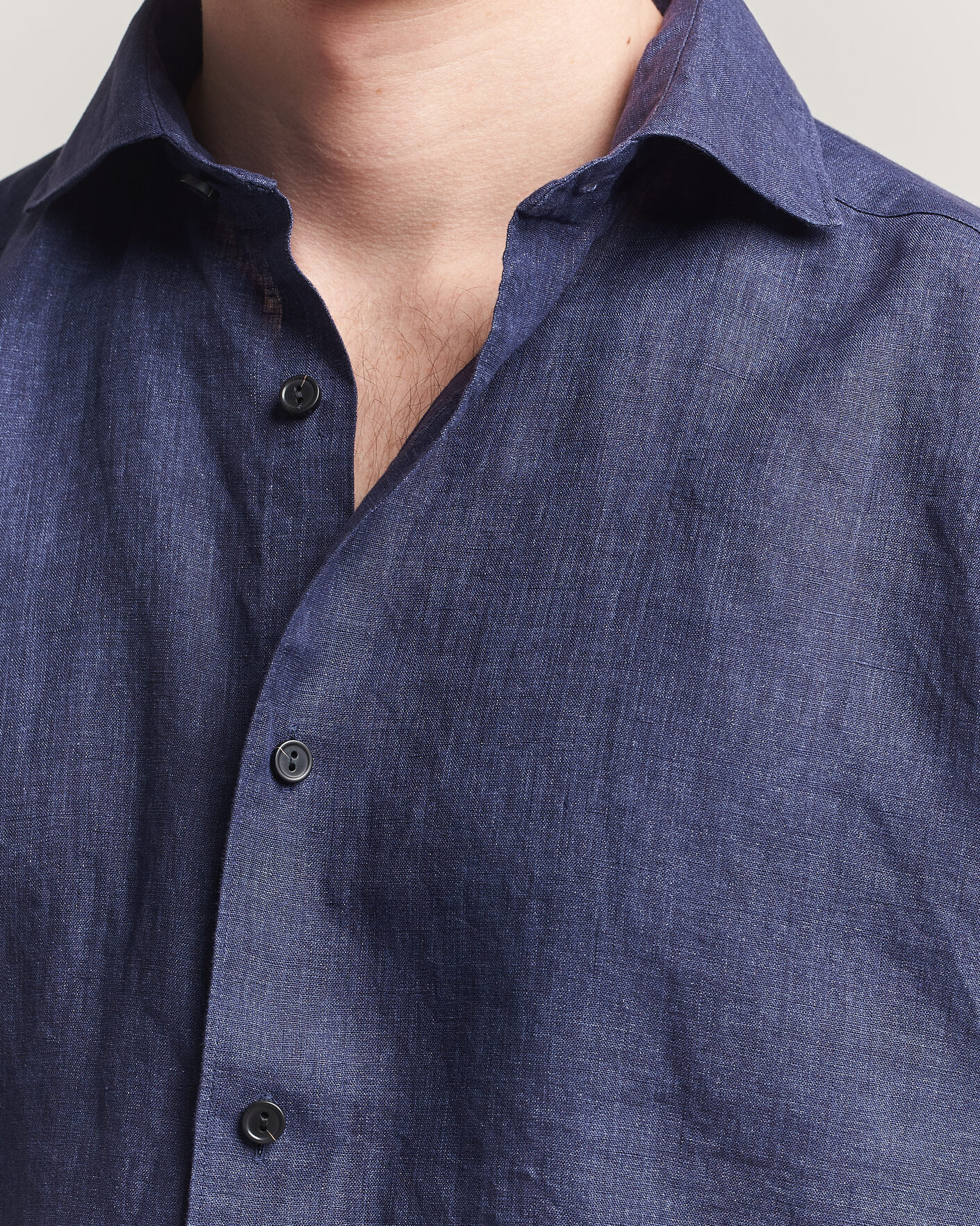 Homme | Chemises | Eton | Casual Fit Linen Shirt Navy Blue