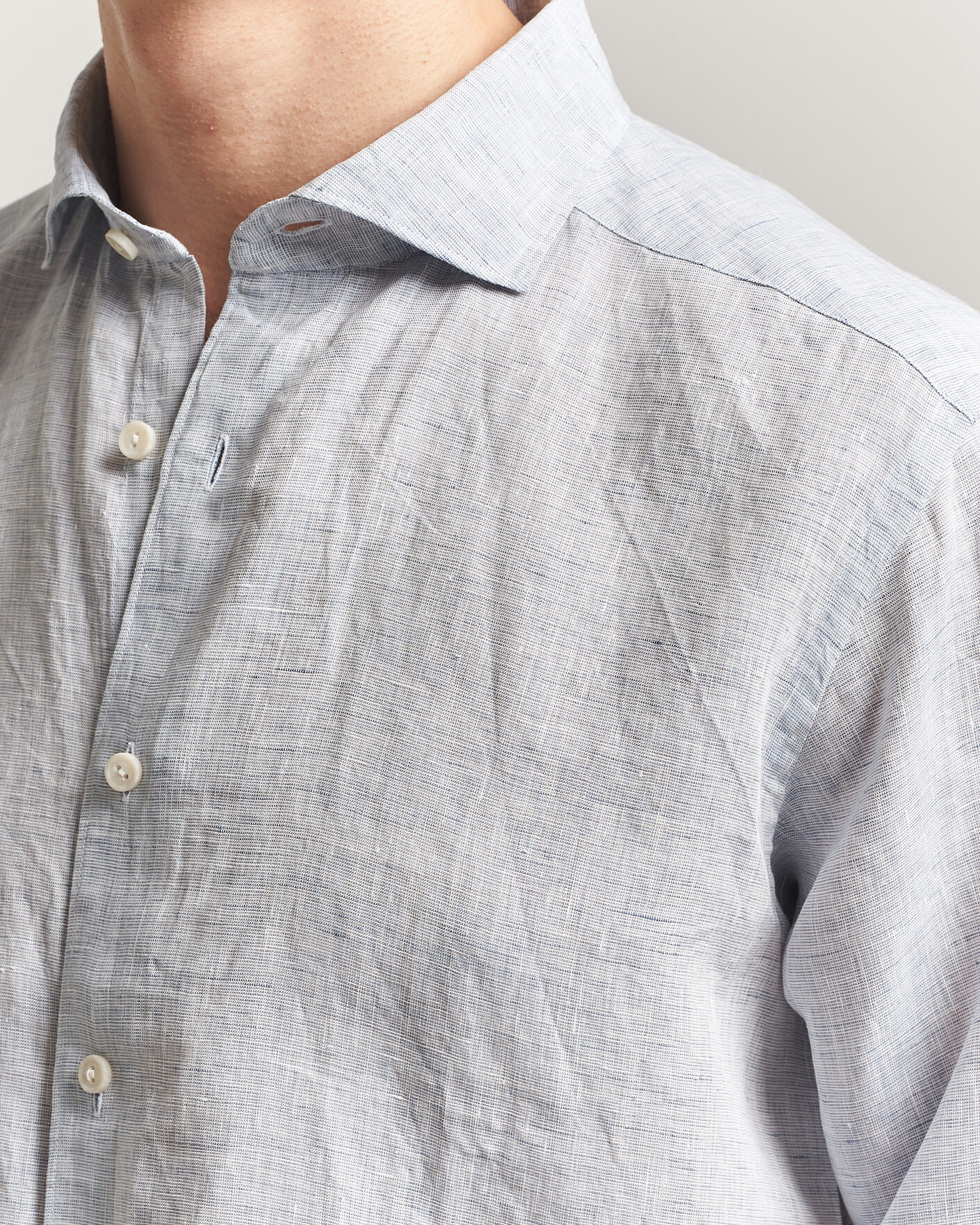 Homme | Chemises | Eton | Casual Fit Linen Shirt Light Blue