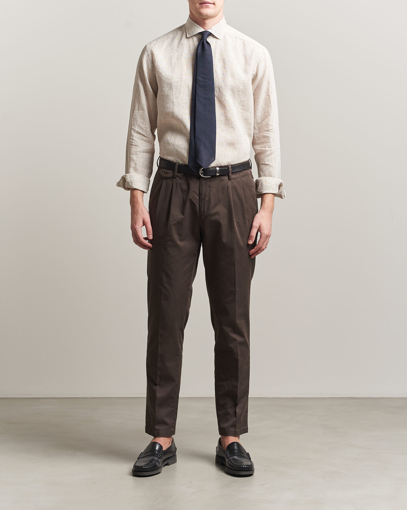 Homme | Chemises | Eton | Casual Fit Linen Shirt Beige