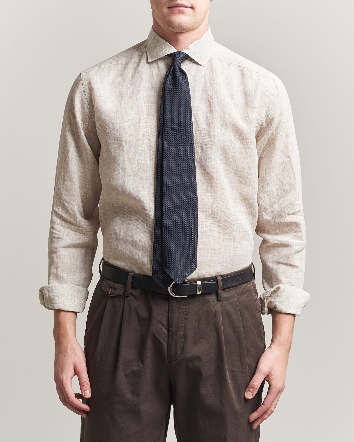 Homme | Chemises | Eton | Casual Fit Linen Shirt Beige