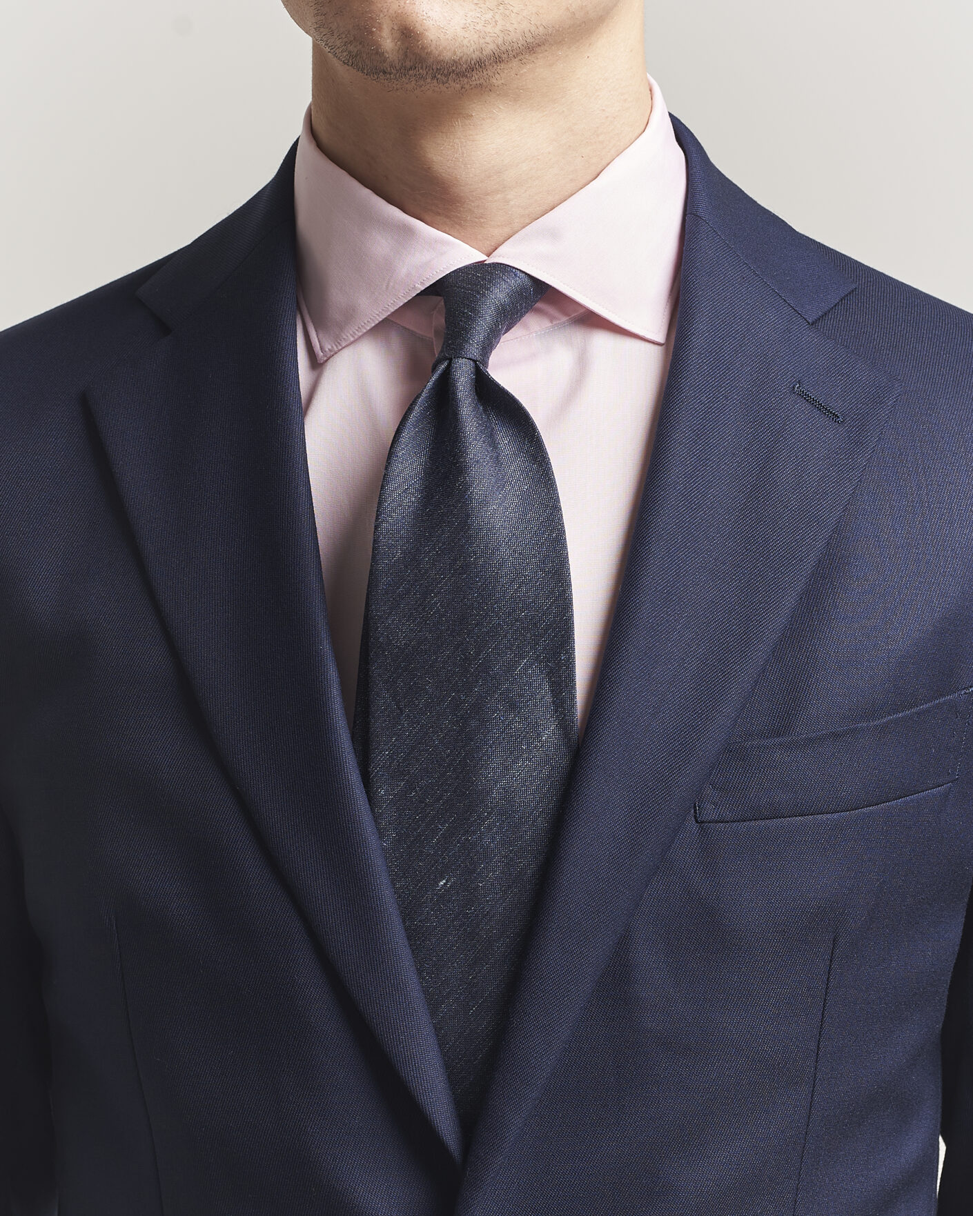 Homme | Cravates | Eton | Linen Silk Tie Navy Blue