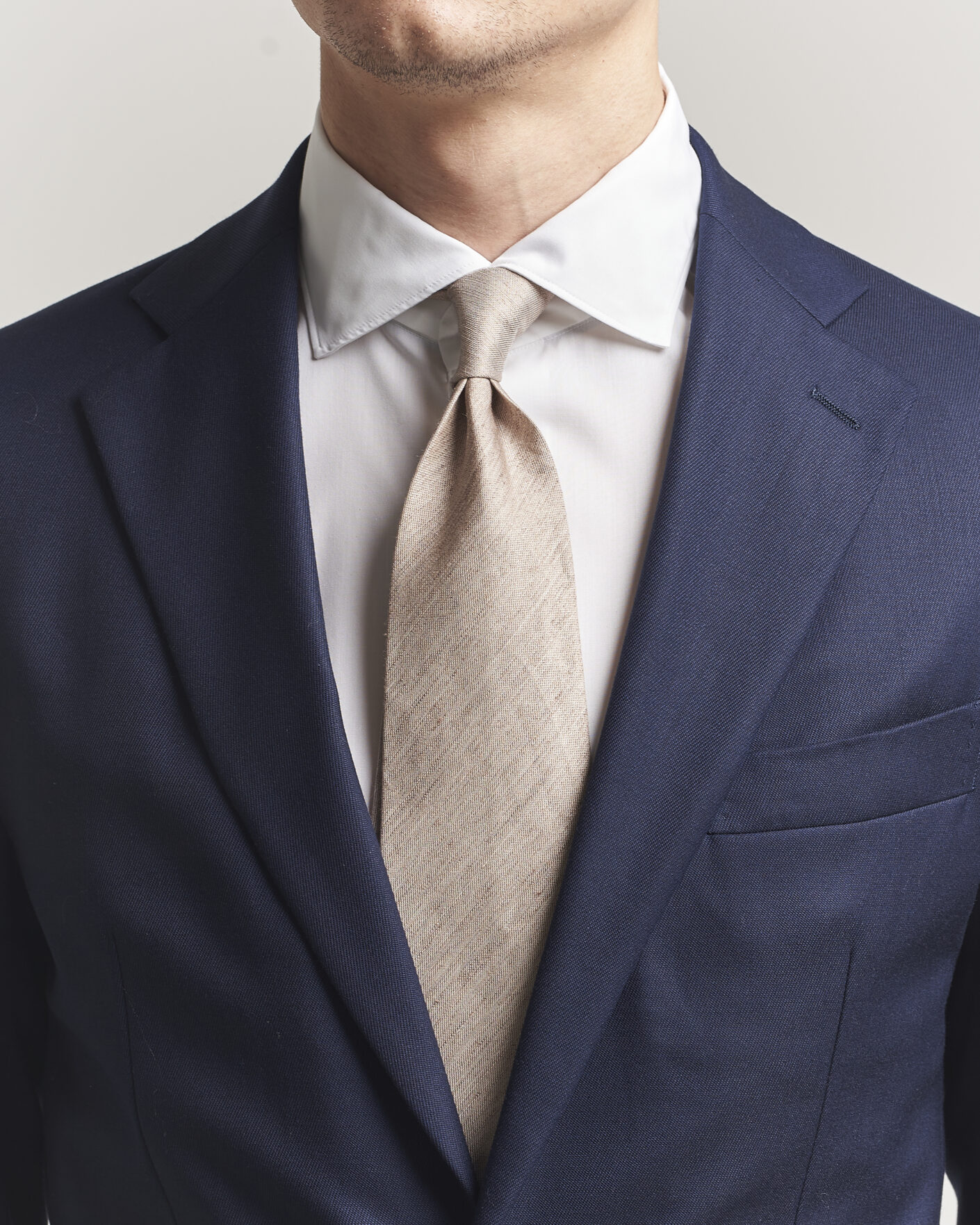 Homme | Cravates | Eton | Linen Silk Tie Beige