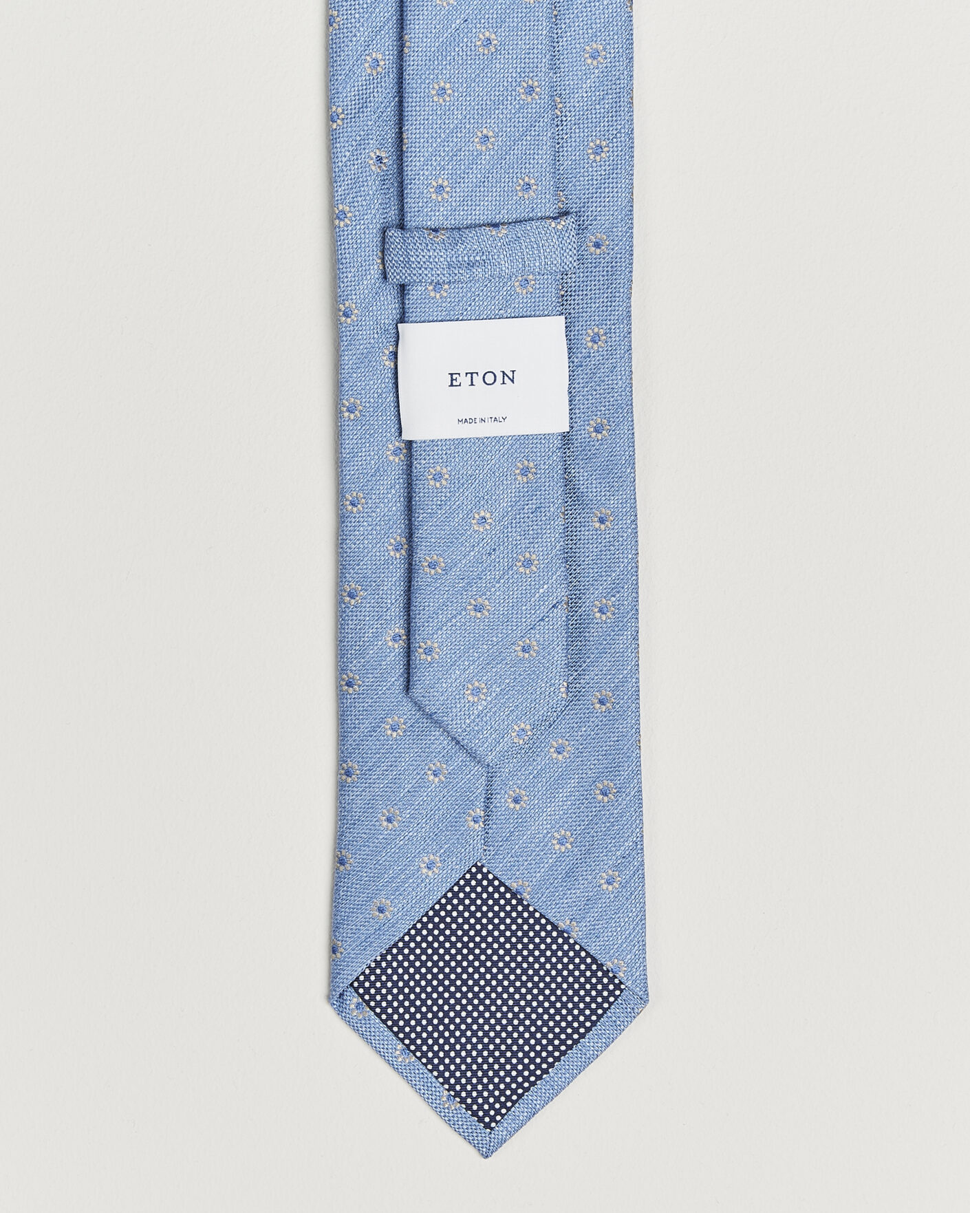 Homme | Cravates | Eton | Floral Linen Silk Tie Light Blue