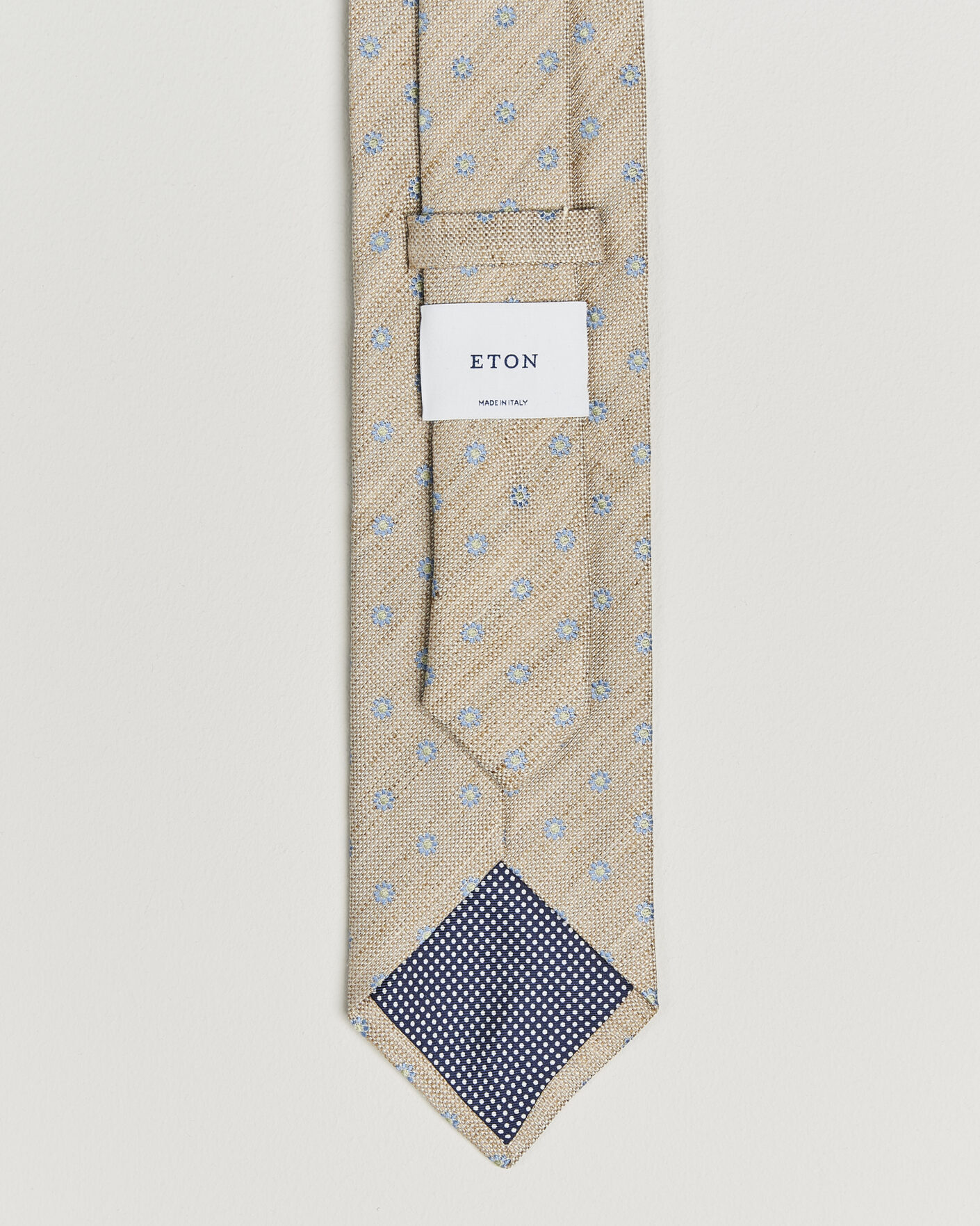 Homme | Cravates | Eton | Floral Linen Silk Tie Beige