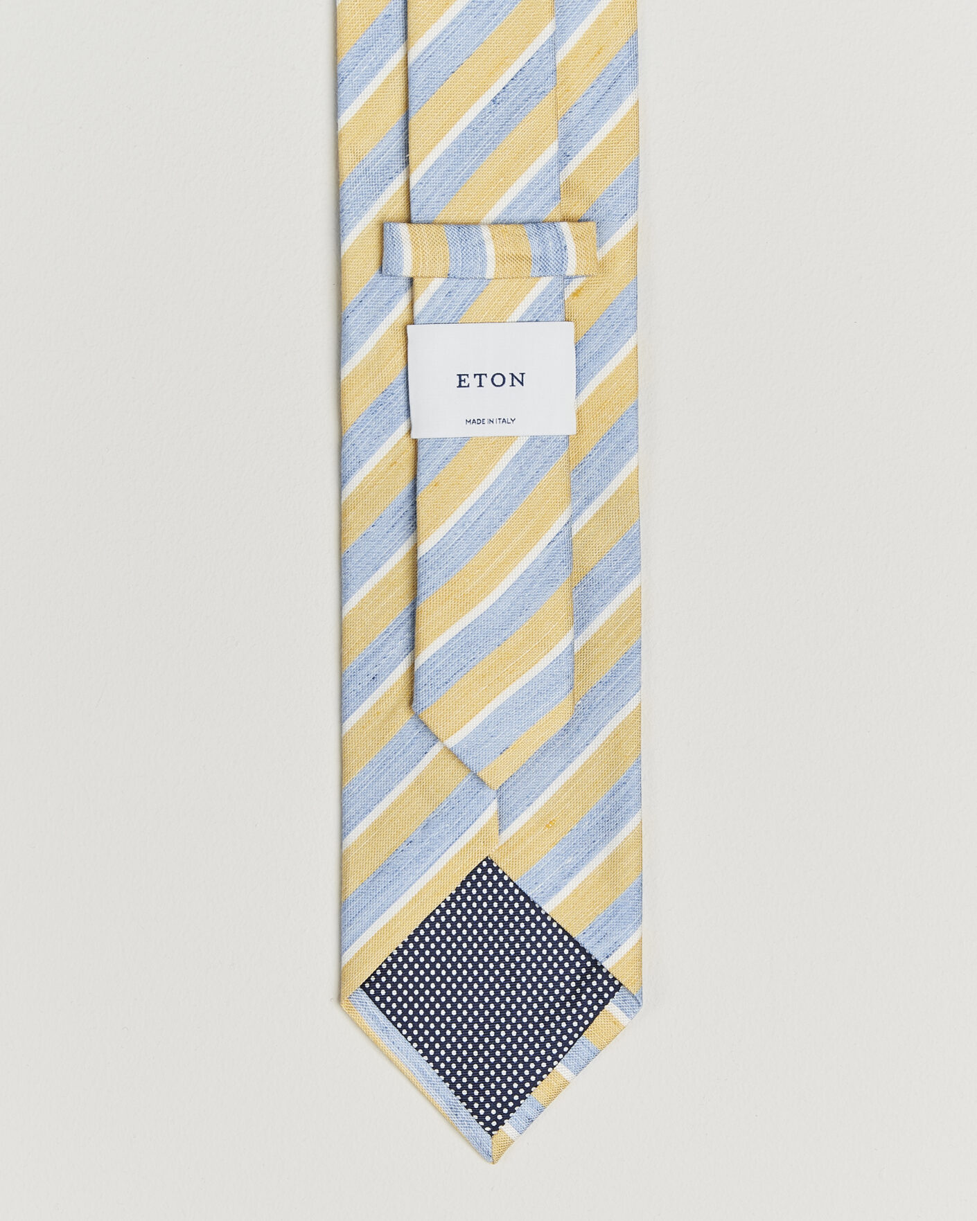 Homme | Cravates | Eton | Striped Linen Silk Tie Yellow/Blue