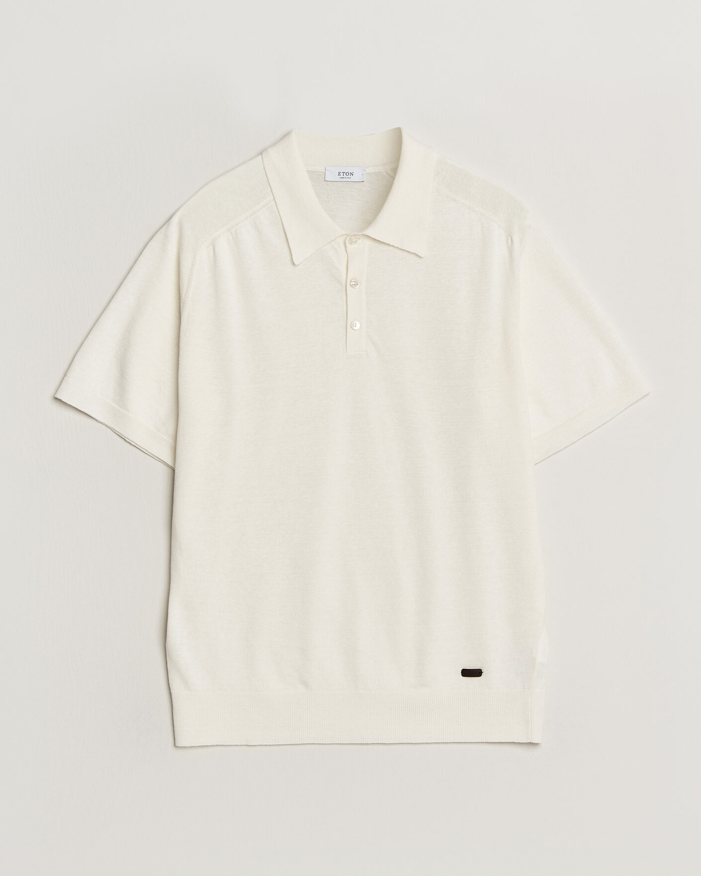 Homme | Polos | Eton | Cotton Linen Fine Knit Polo White