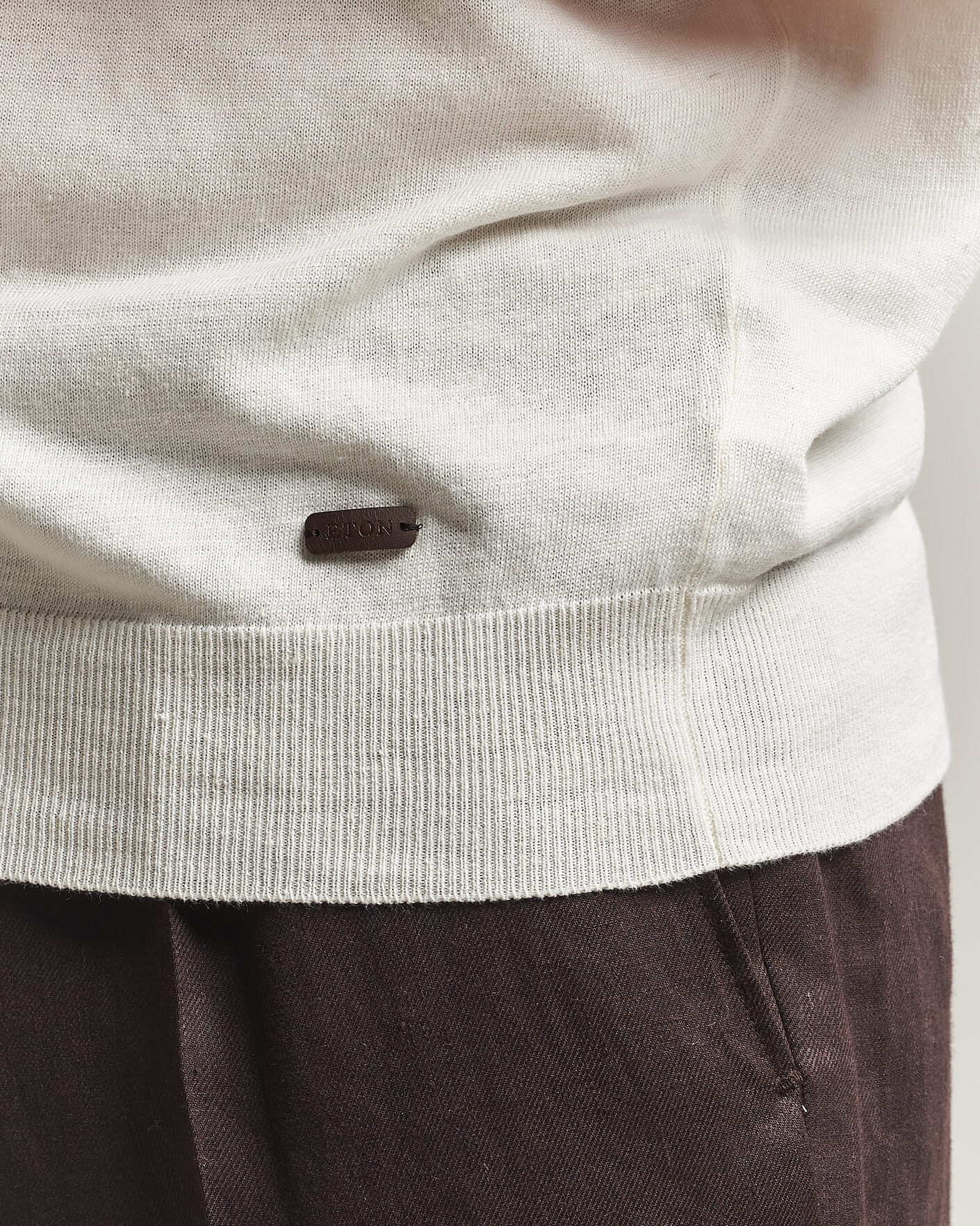 Homme | Polos | Eton | Cotton Linen Fine Knit Polo White