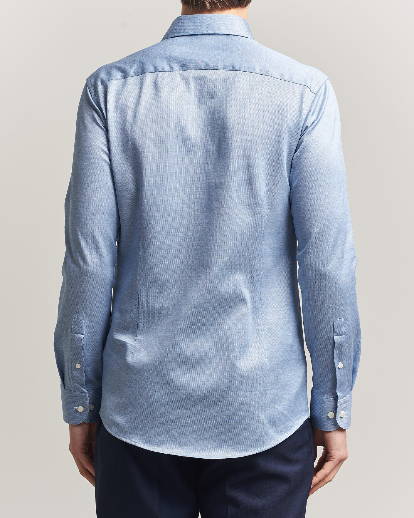 Homme | Chemises | Eton | Filo di Scozia Knitted Shirt Light Blue