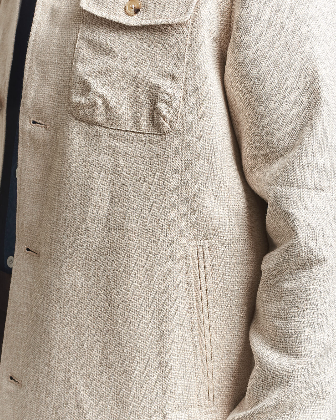 Homme | Manteaux Et Vestes | Eton | Four Pocket Linen Lyocell Shirt Jacket Off White