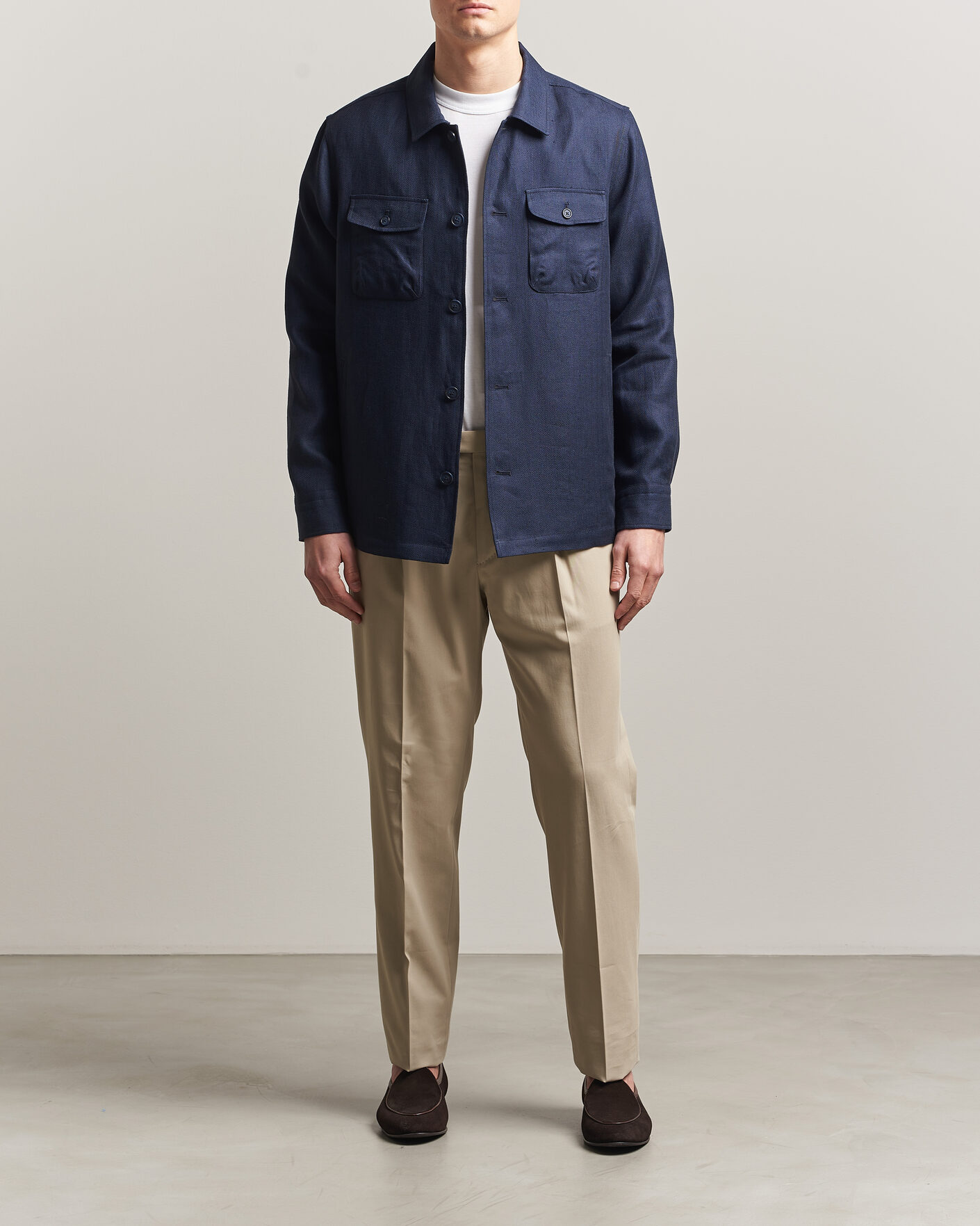Homme | Manteaux Et Vestes | Eton | Four Pocket Linen Lyocell Shirt Jacket Navy Blue