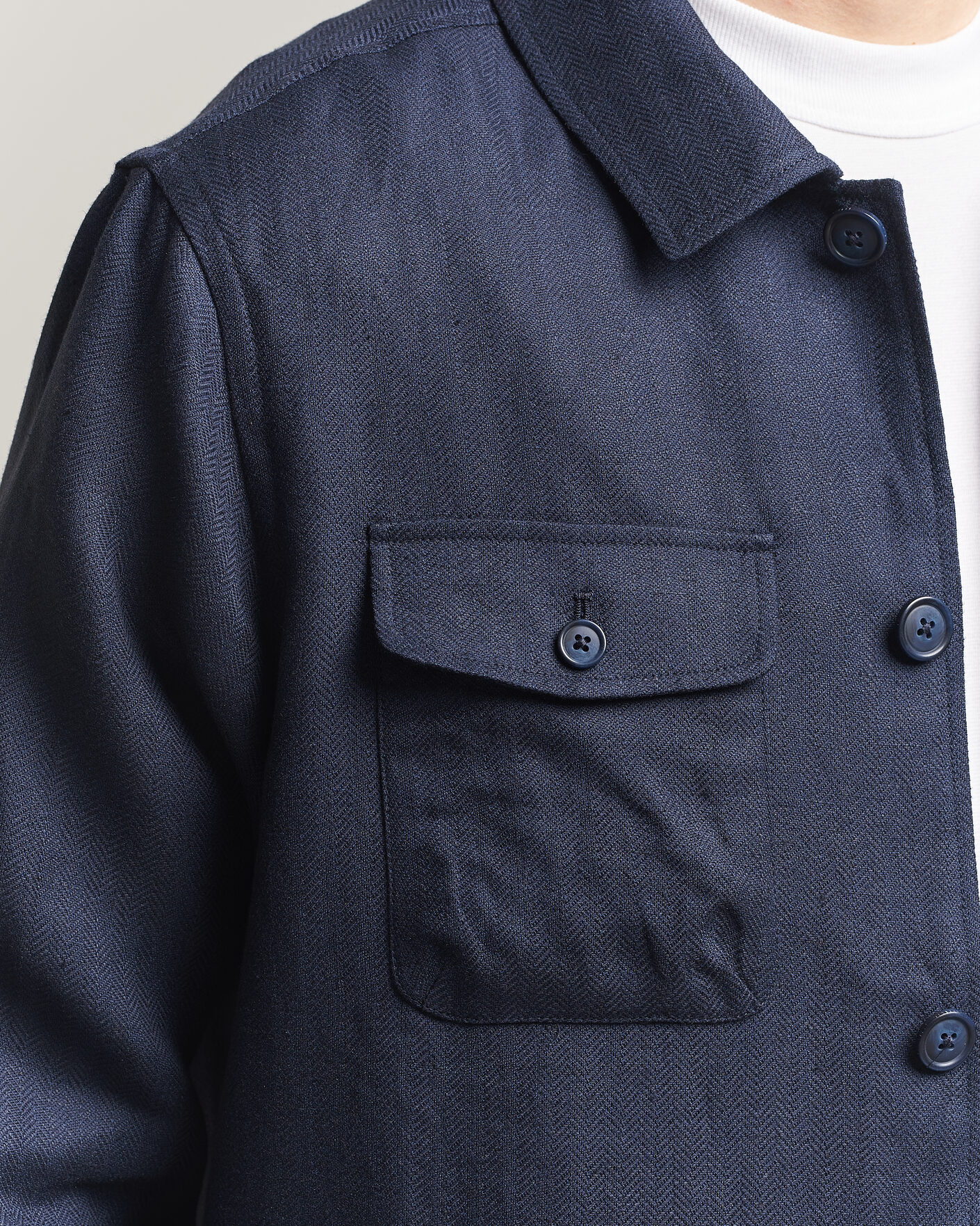 Homme | Manteaux Et Vestes | Eton | Four Pocket Linen Lyocell Shirt Jacket Navy Blue