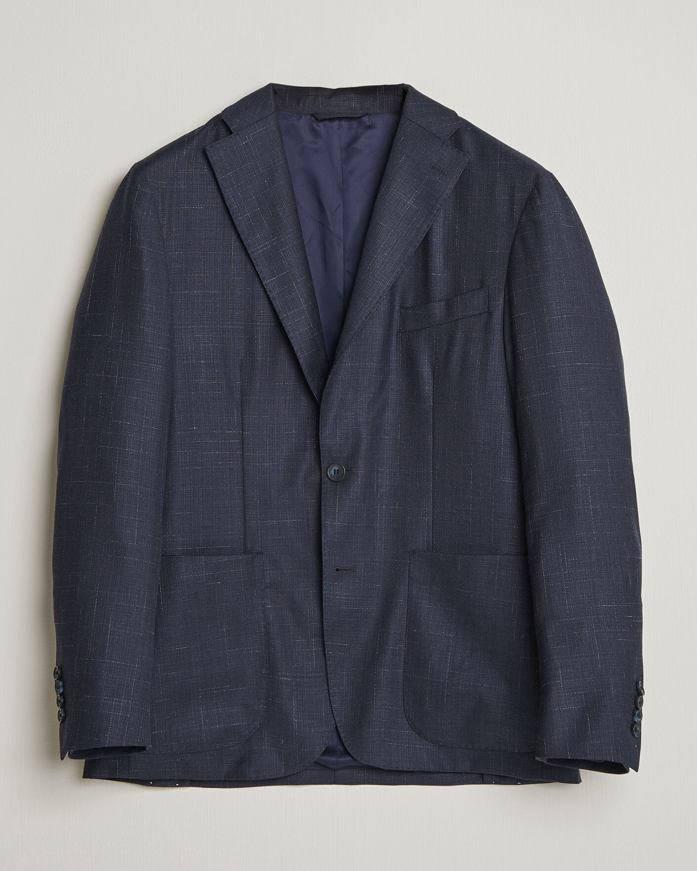 Homme | Blazers | Eton | Wool Silk Soft Blazer Navy Blue