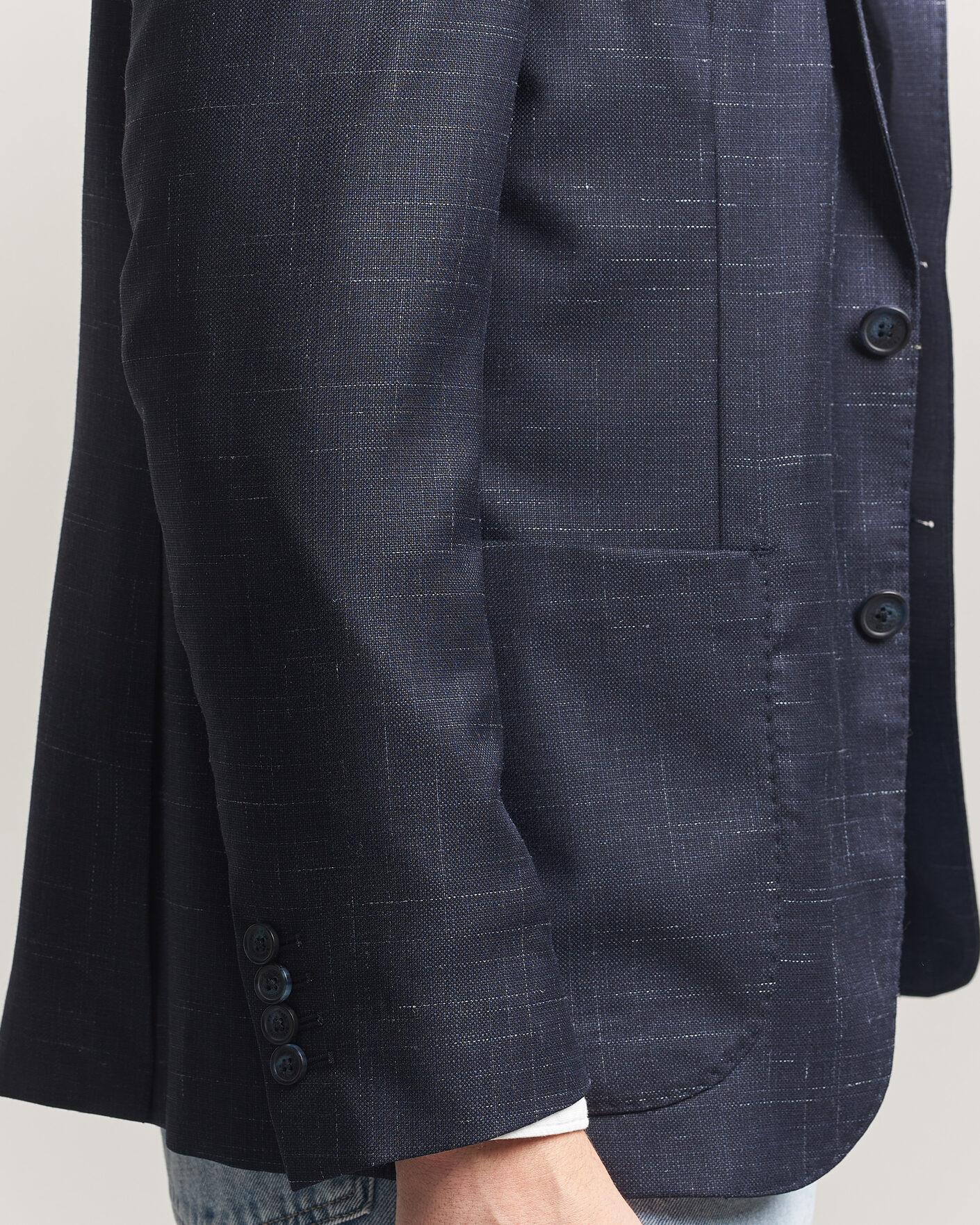 Homme | Blazers | Eton | Wool Silk Soft Blazer Navy Blue