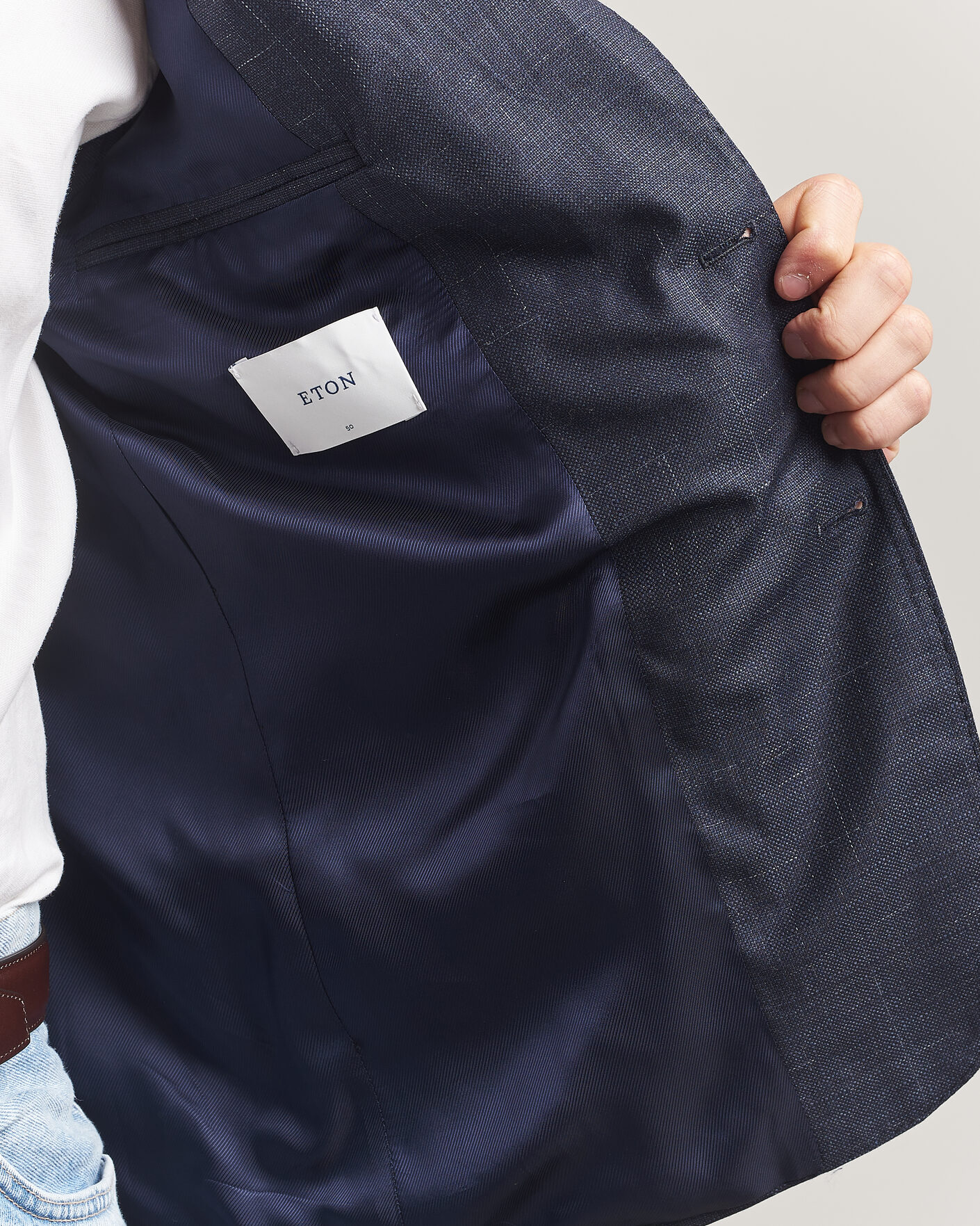 Homme | Blazers | Eton | Wool Silk Soft Blazer Navy Blue