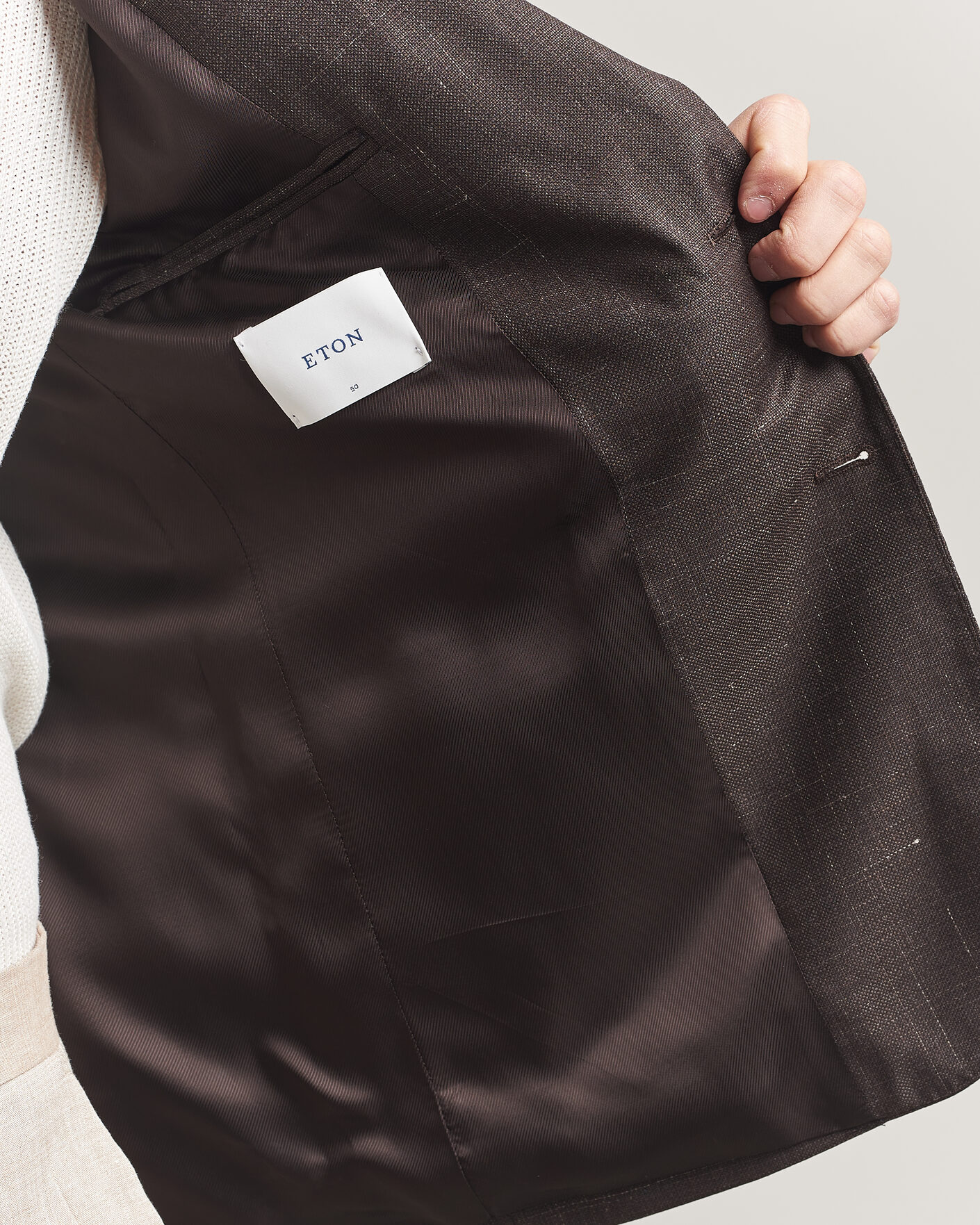 Homme | Blazers | Eton | Wool Silk Soft Blazer Dark Brown