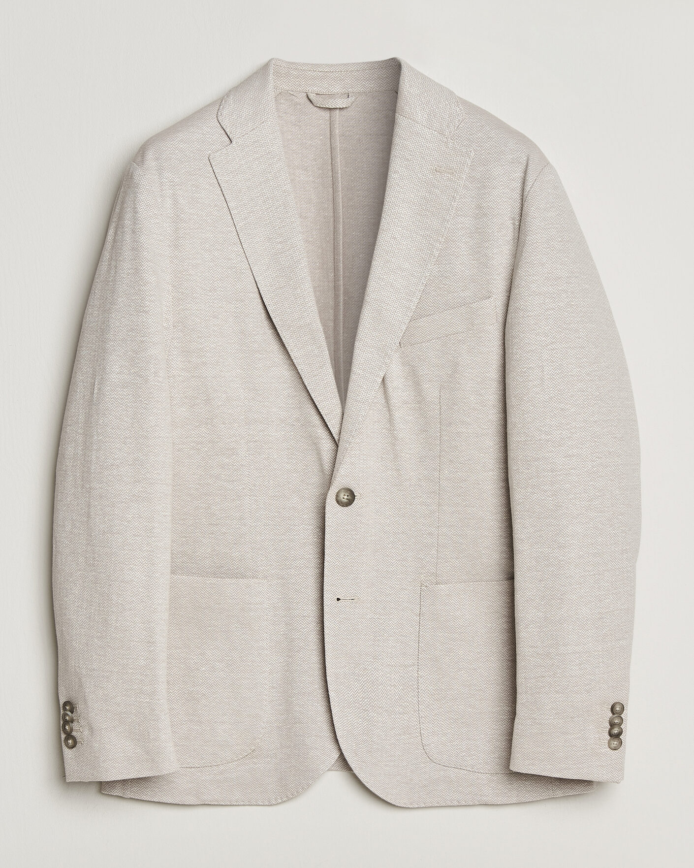 Homme | Blazers | Eton | Linen Jersey Herringbone Blazer Beige