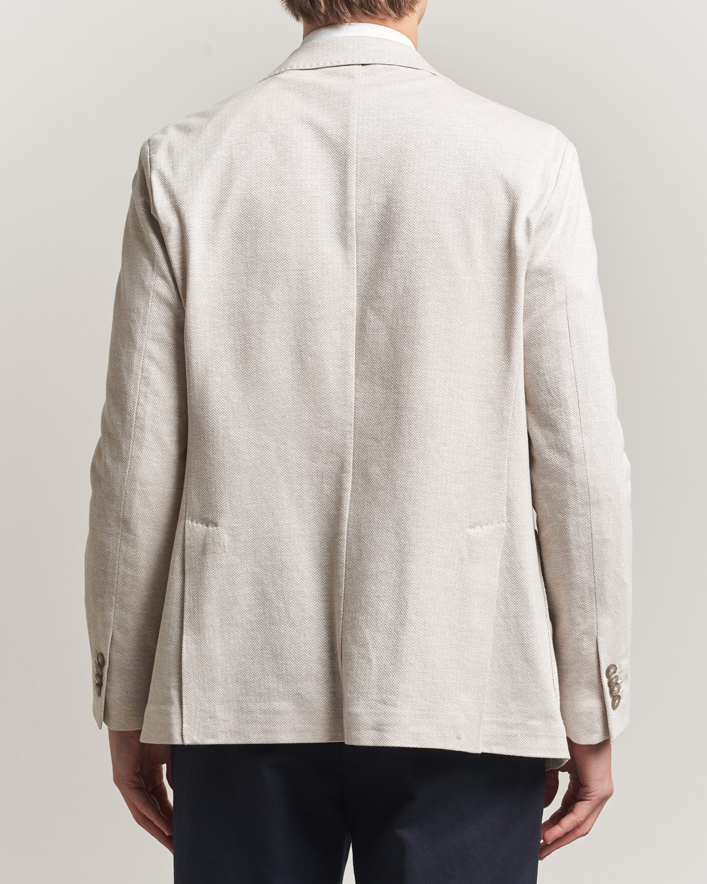 Homme | Blazers | Eton | Linen Jersey Herringbone Blazer Beige