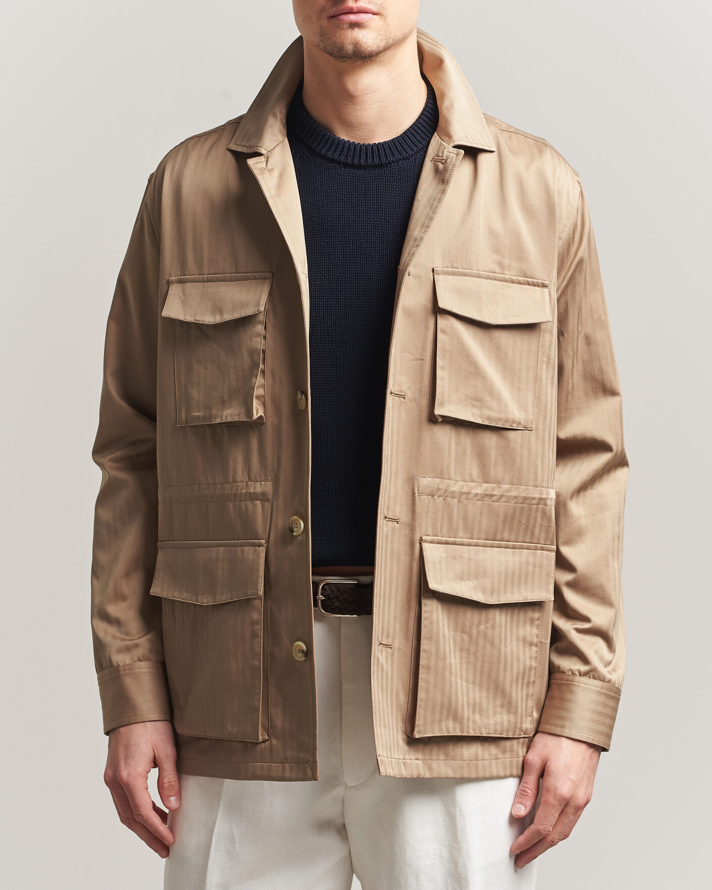 Homme | Manteaux Et Vestes | Eton | Cotton Safari Drawstring Jacket Beige
